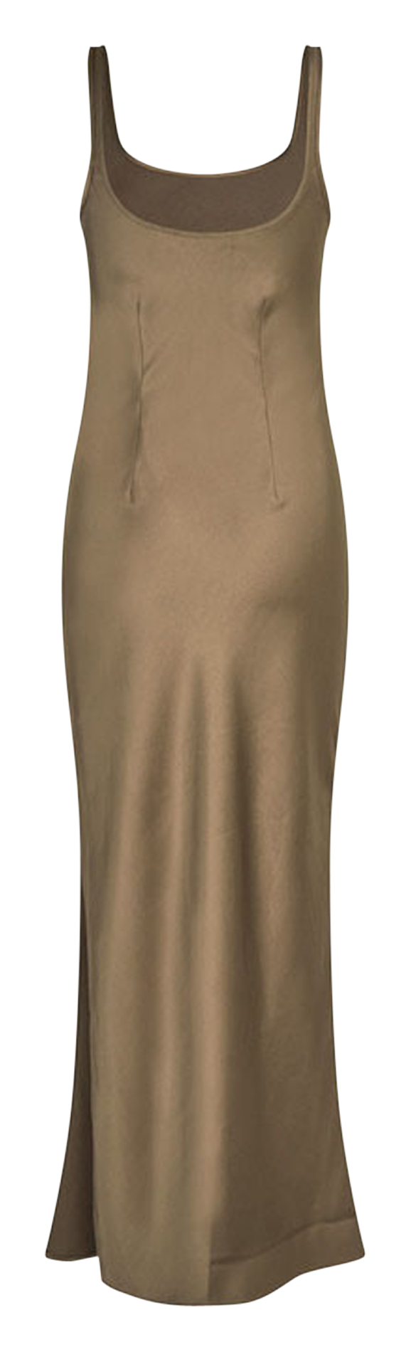 Long fitted satin round-neck dress SAMSOE SAMSOE Green