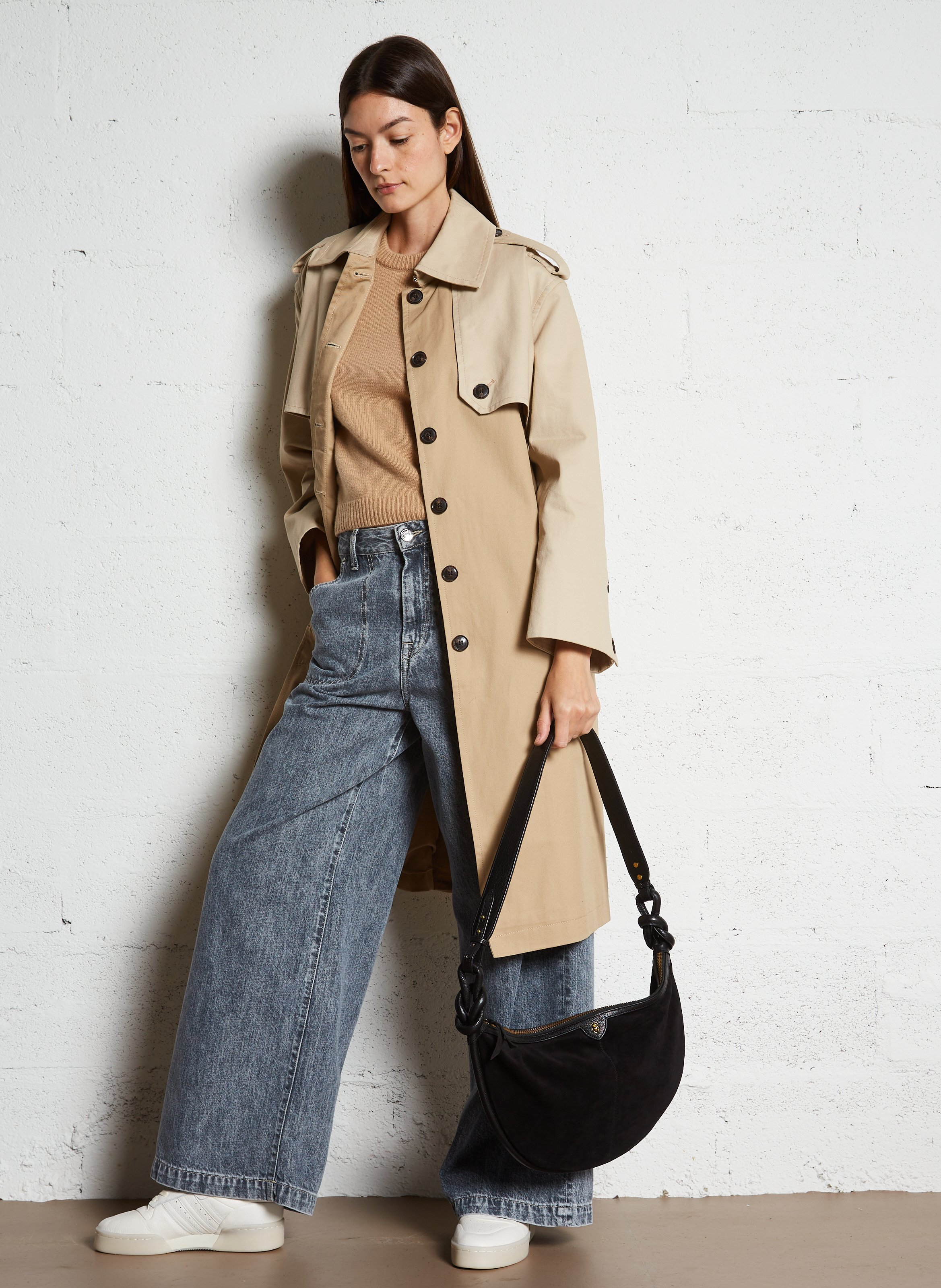 Sac demi-lune en cuir CLARIS VIROT Noir