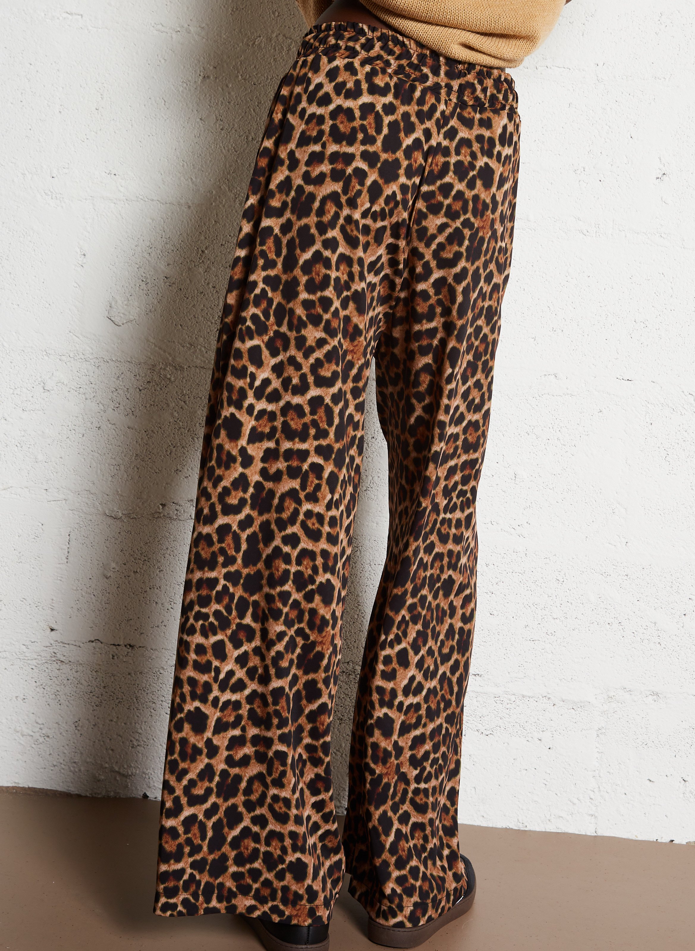 Pantalon large à imprimé léopard PLEASE Marron