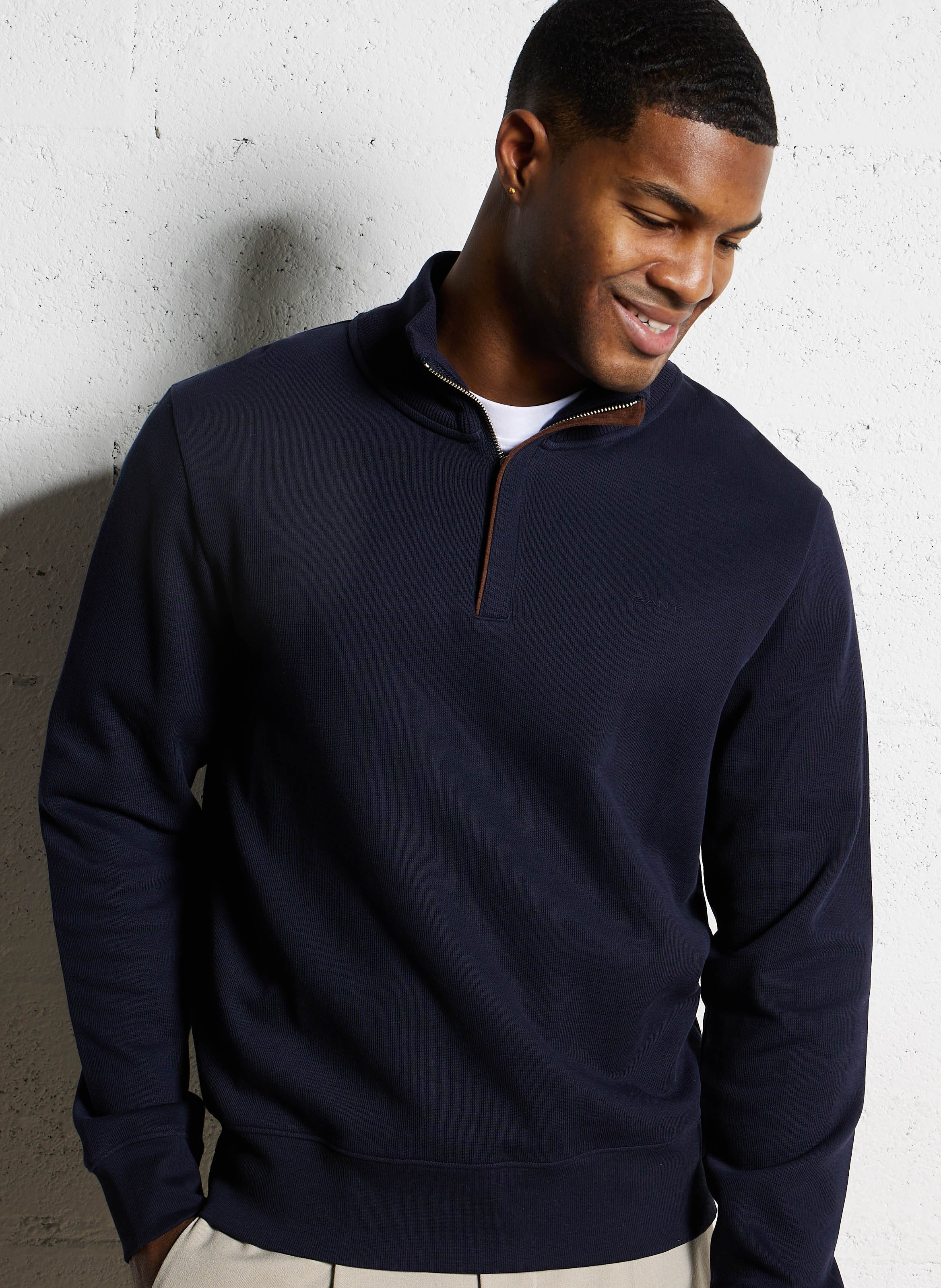 Pull col montant en coton GANT Bleu