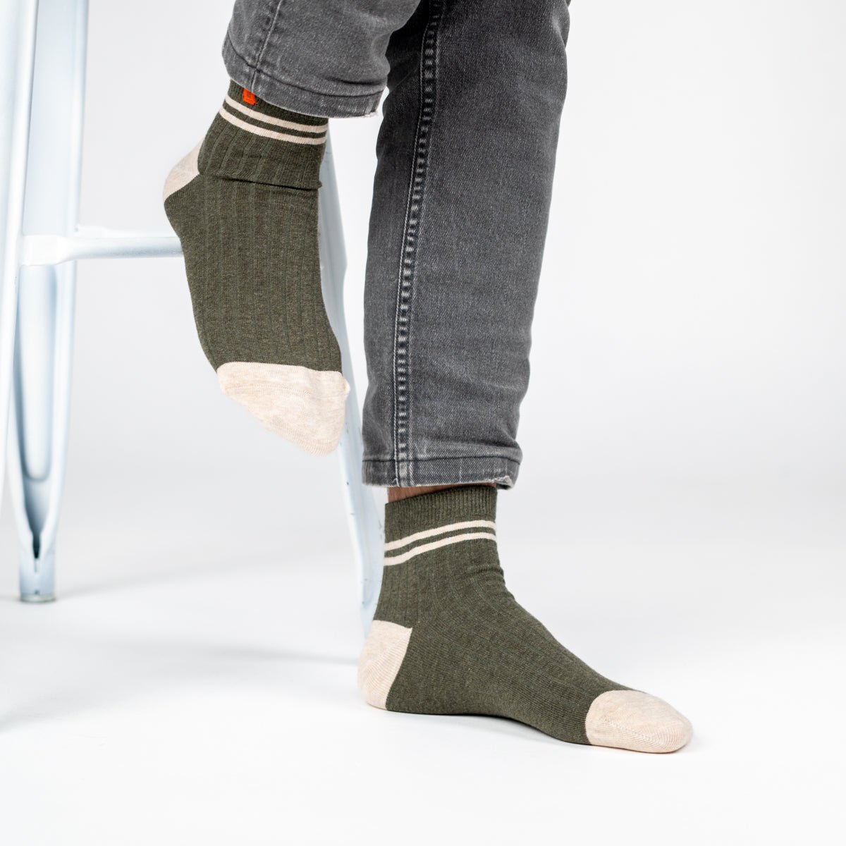 Mid-high combed cotton socks BILLYBELT Khaki