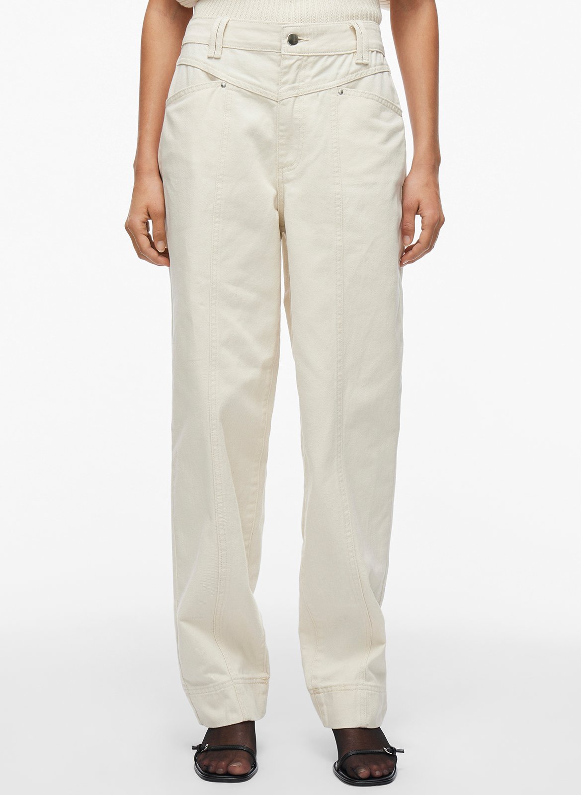 Rechte hoge taille jeans van katoen ROUGE EDIT Beige