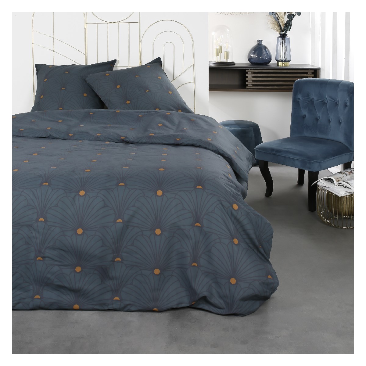 Printed cotton bedding set TODAY LINGE DE MAISON Blue