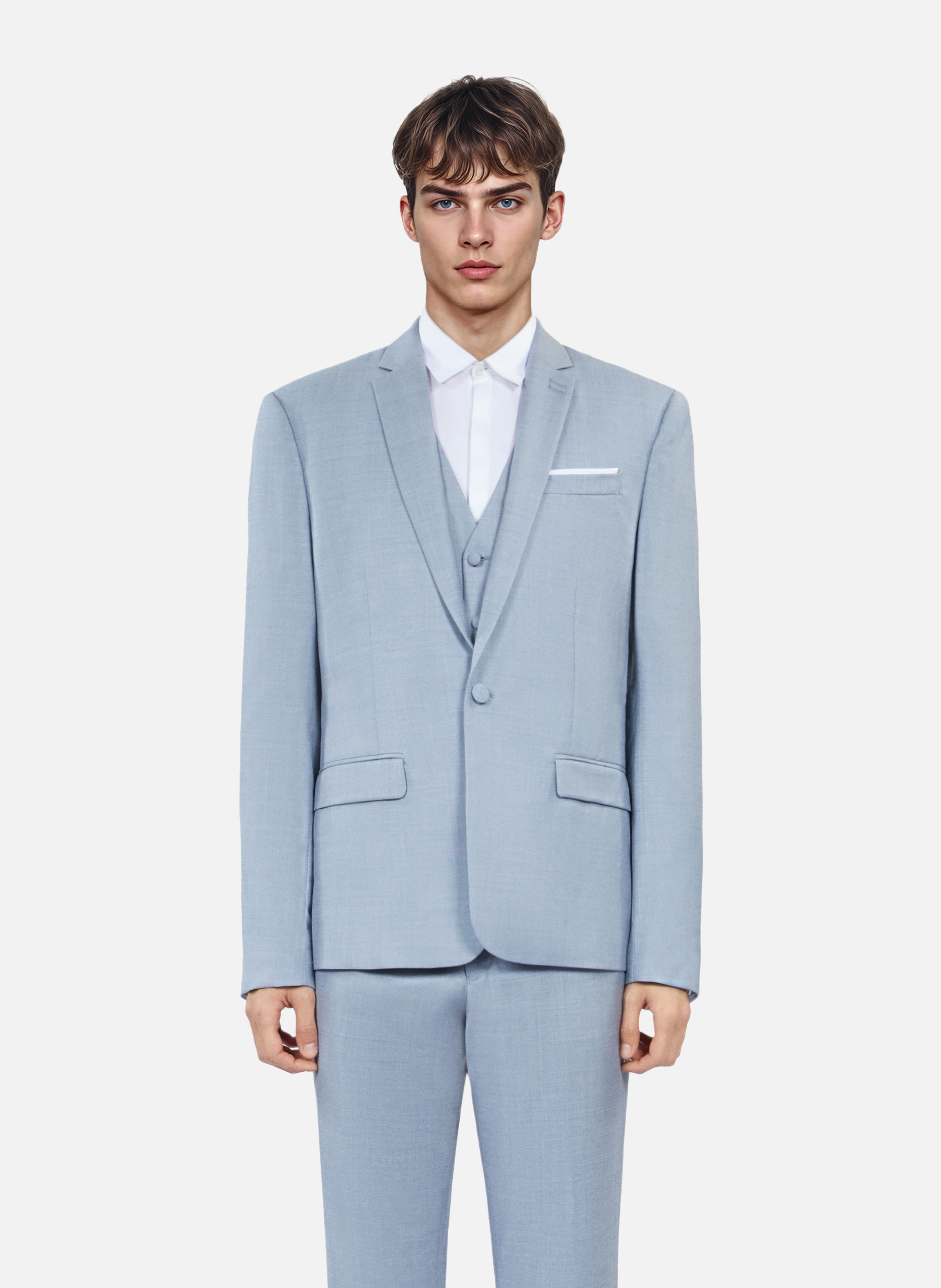 Wool suit jacket with metal chain - slim fit THE KOOPLES Blue