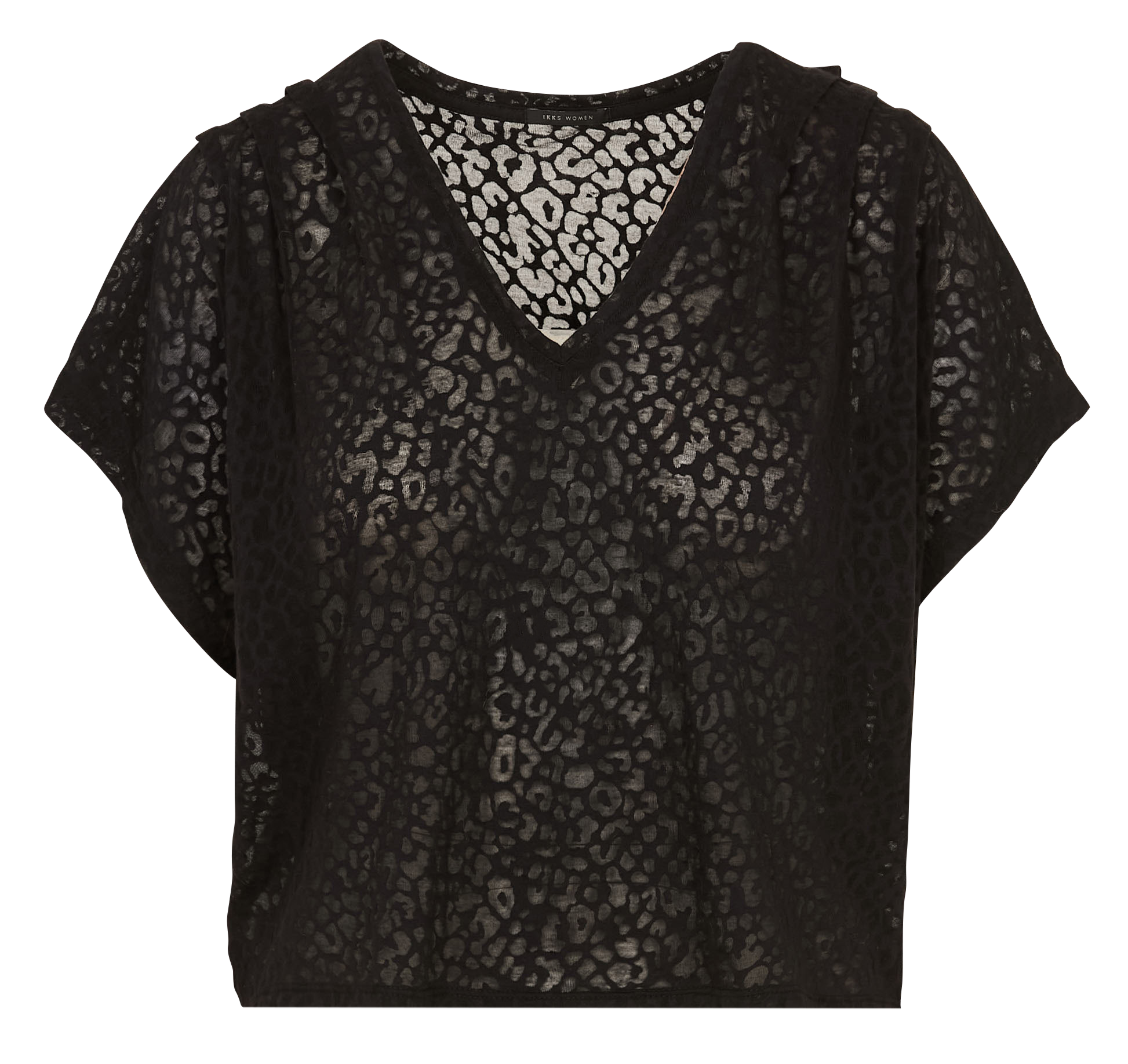 Baumwoll-T-Shirt mit V-Ausschnitt IKKS Schwarz