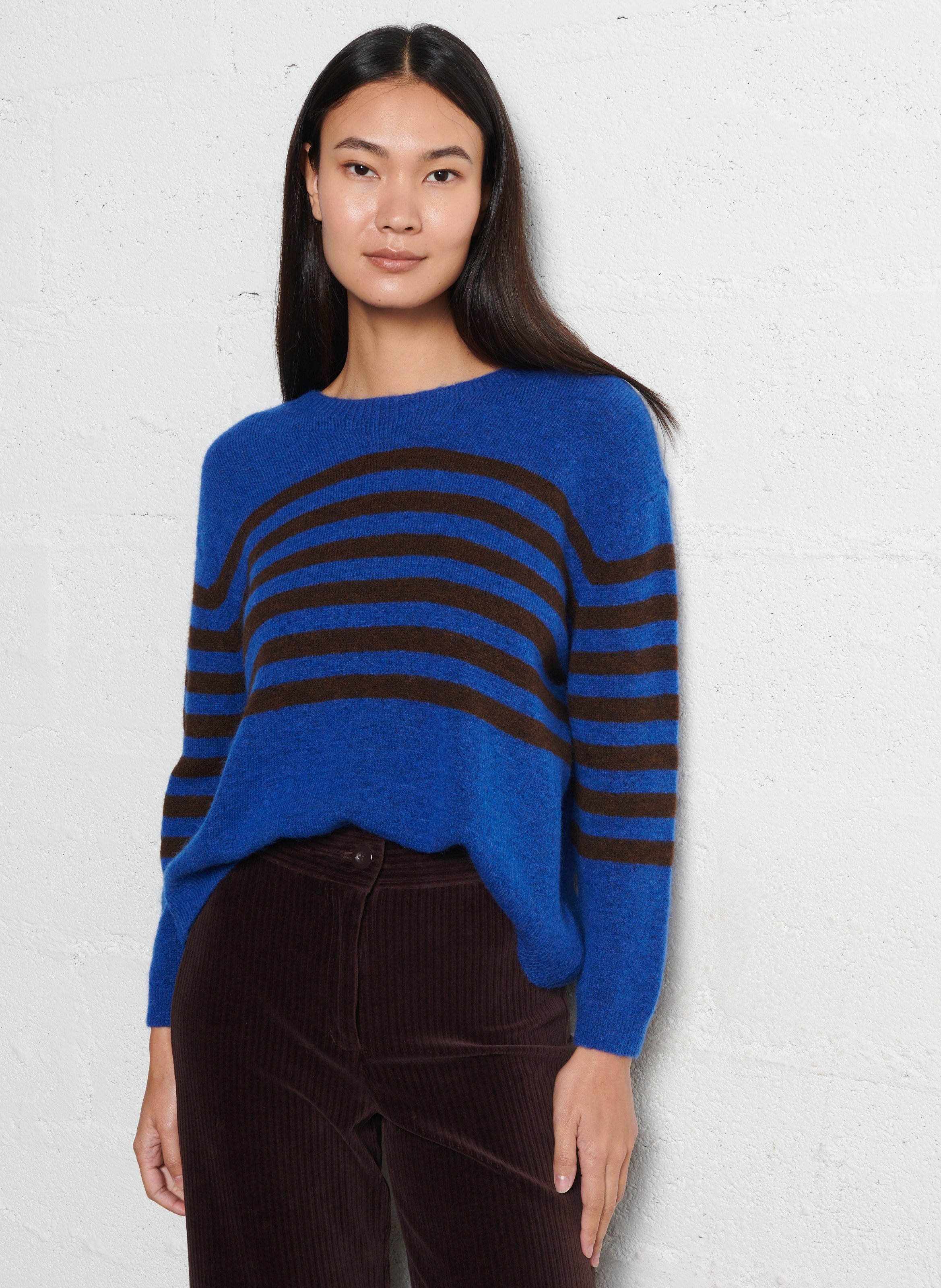 Pull ample col bateau à rayures NICE THINGS Bleu