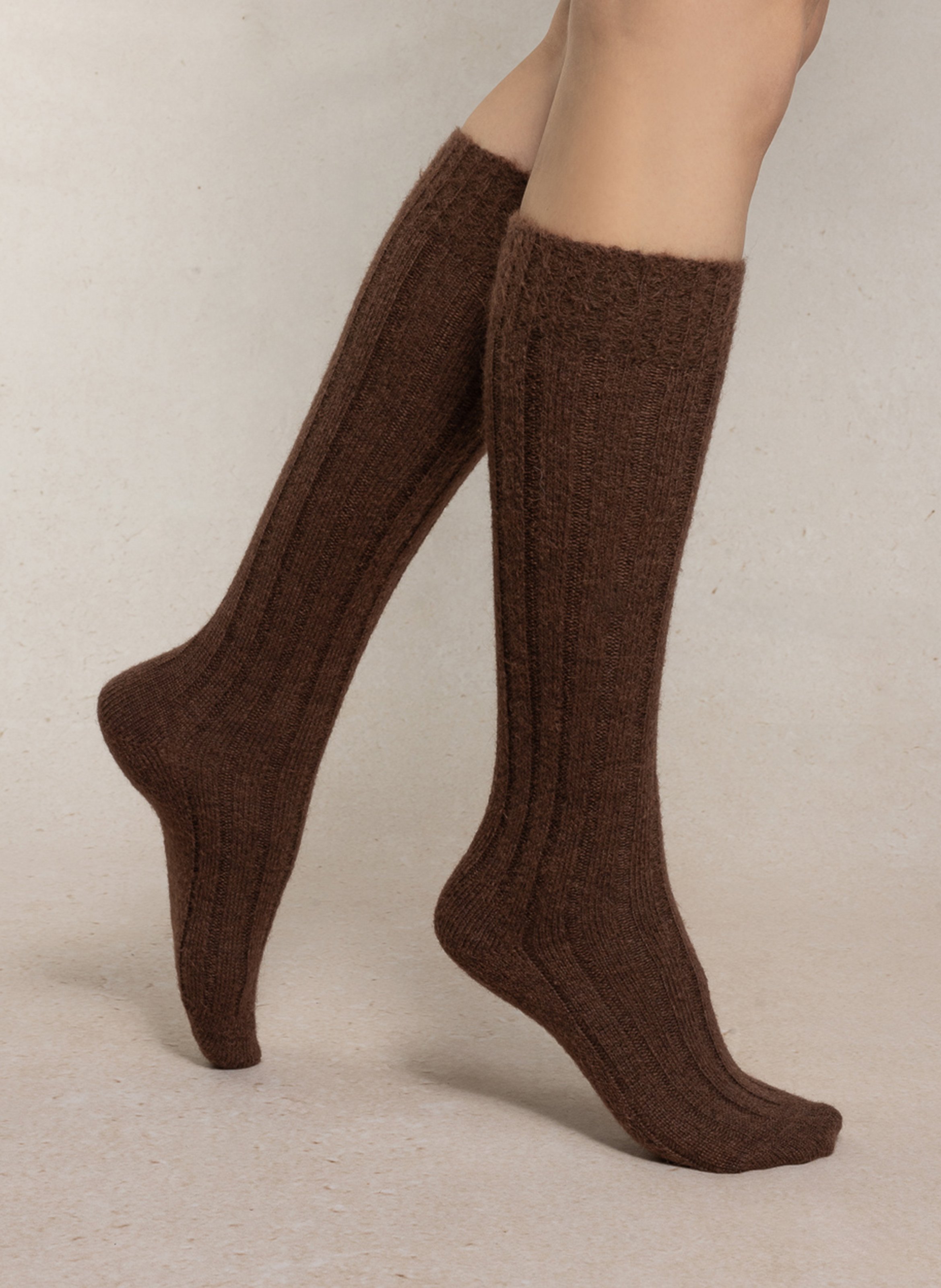 Ribbed crew socks BLEUFORET Brown