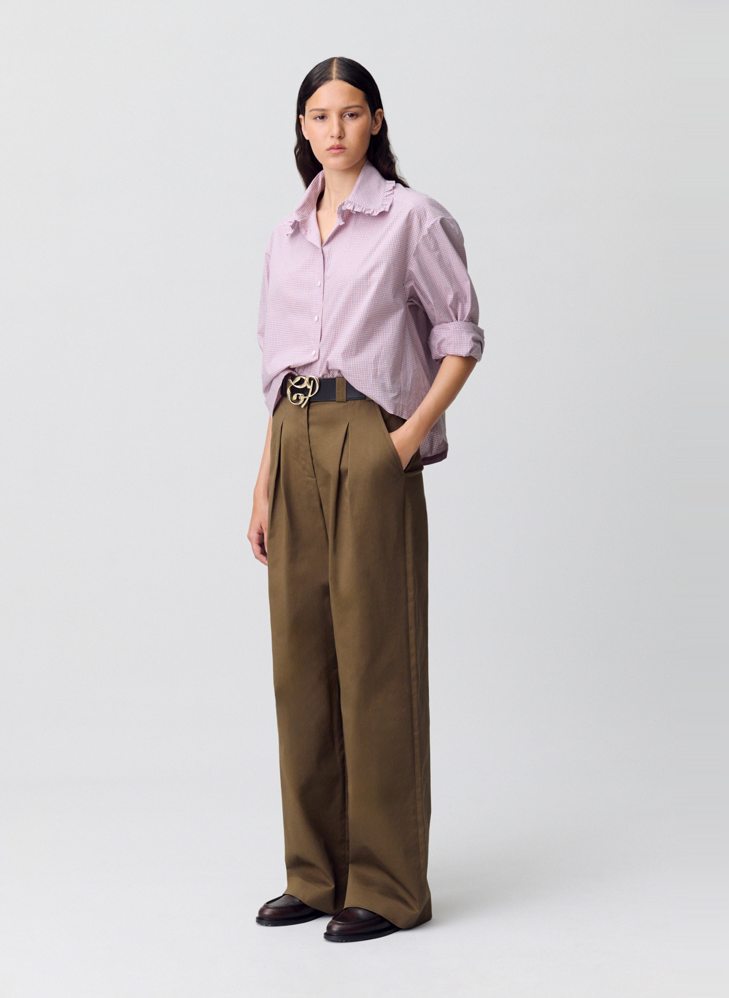 Chemise col classique manches contrastantes en coton CLAUDIE PIERLOT Multicolored