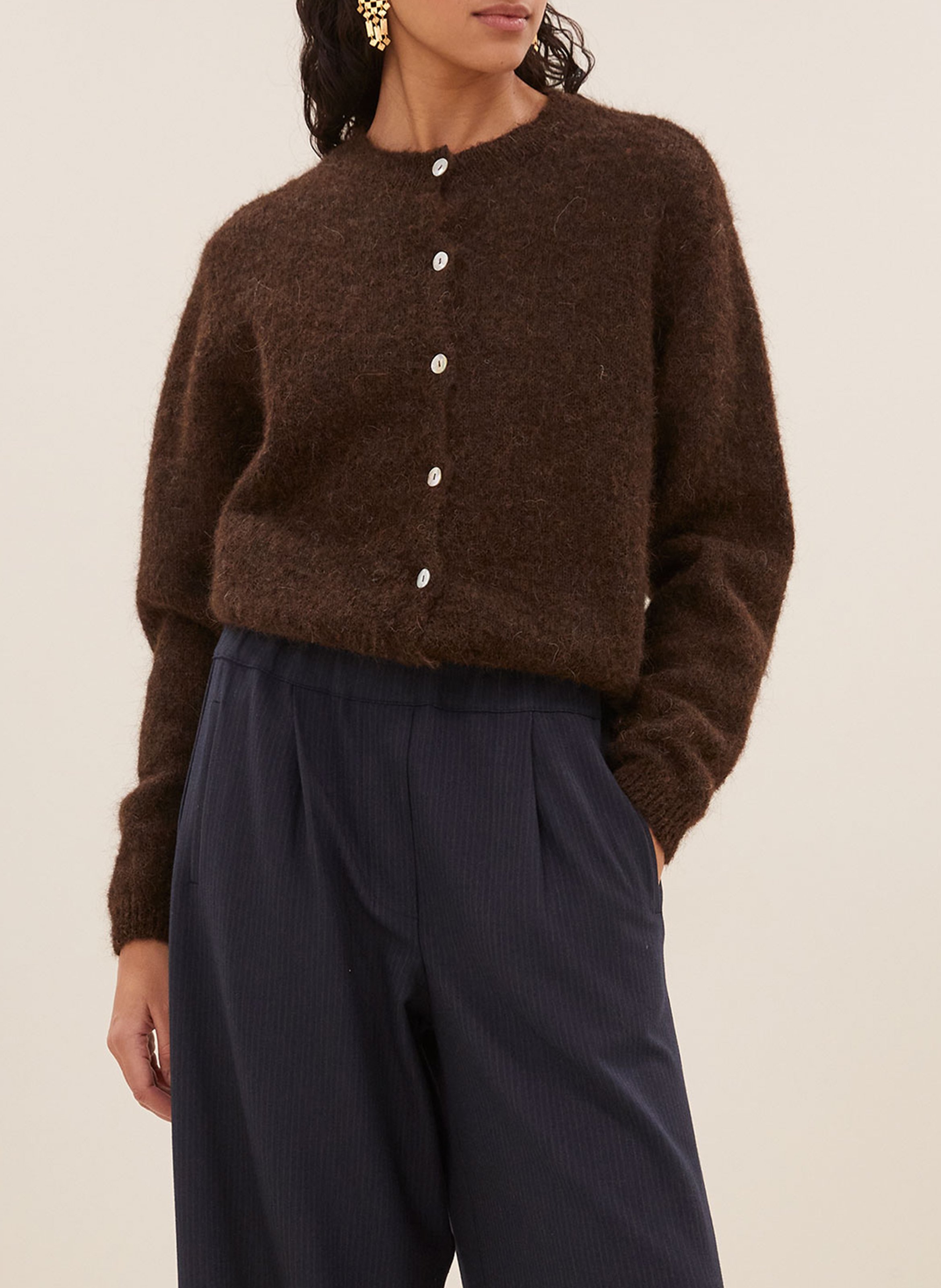 Gebreide cardigan met knopen van gemengde wol BY BAR