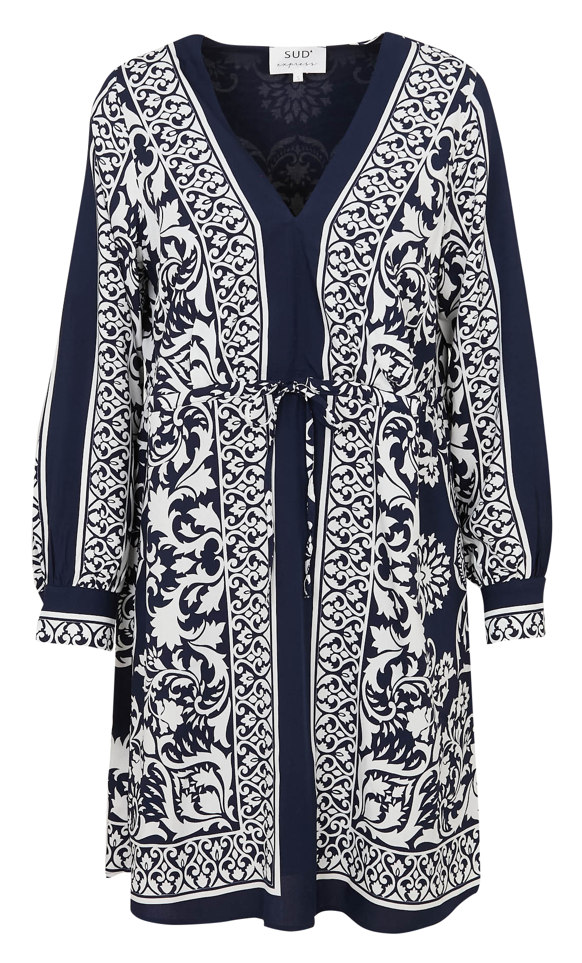 Korte jurk met V-hals en print SUD EXPRESS Blue