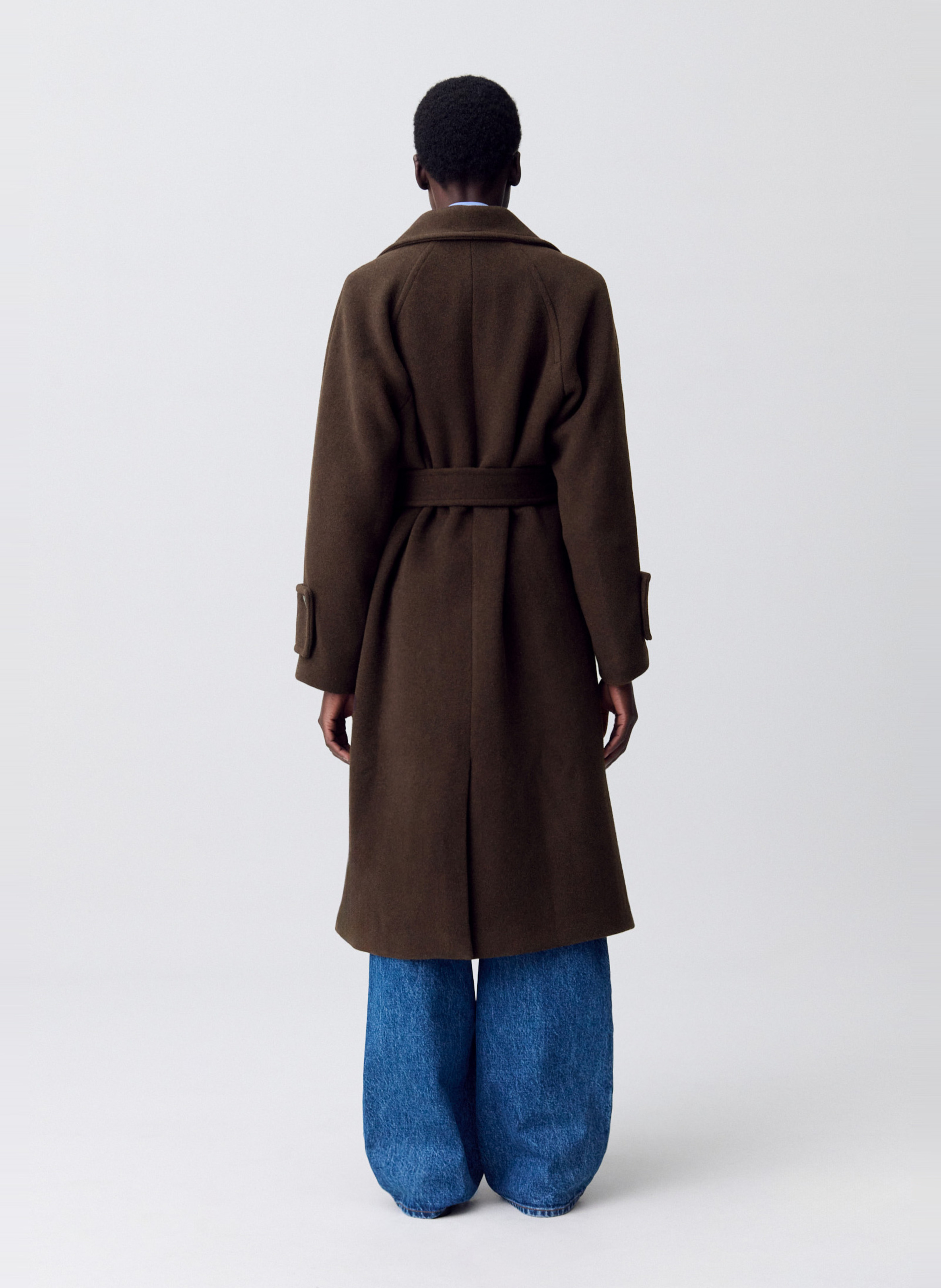 Manteau droit en laine mélangée CLAUDIE PIERLOT Marron