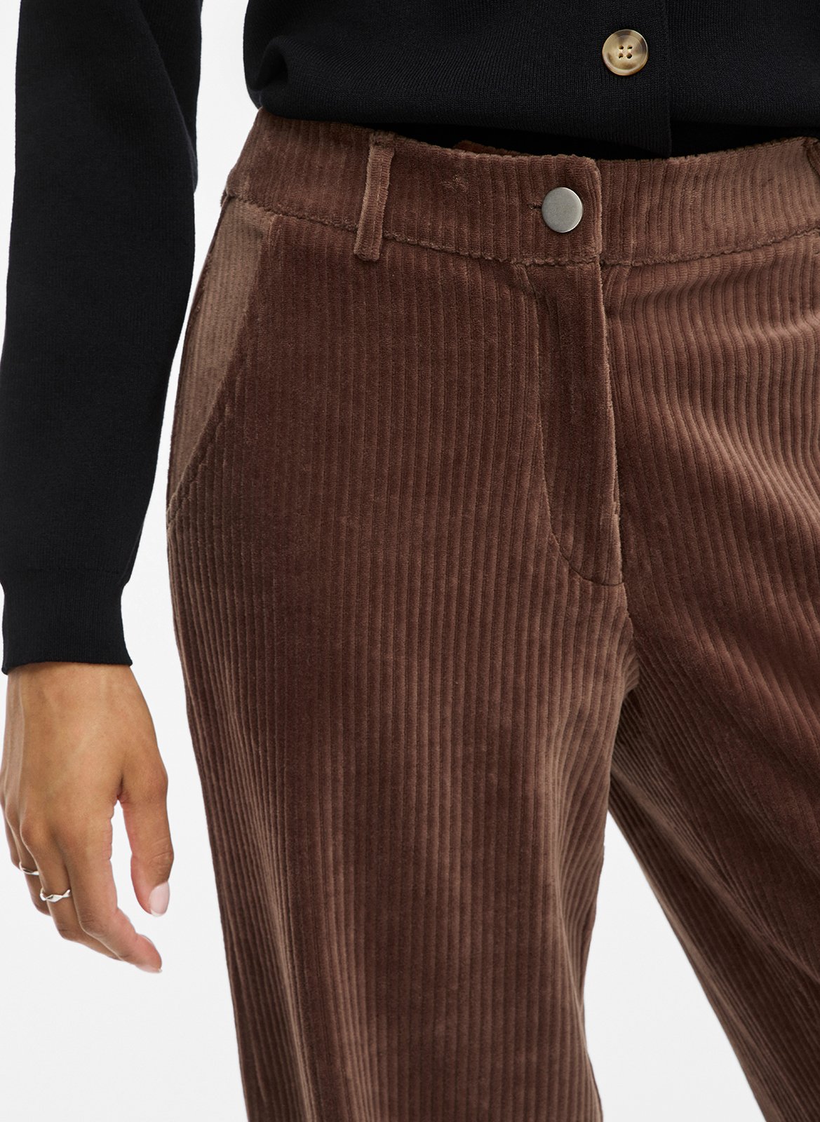 Pantalon large en coton mélangé VILA Marron