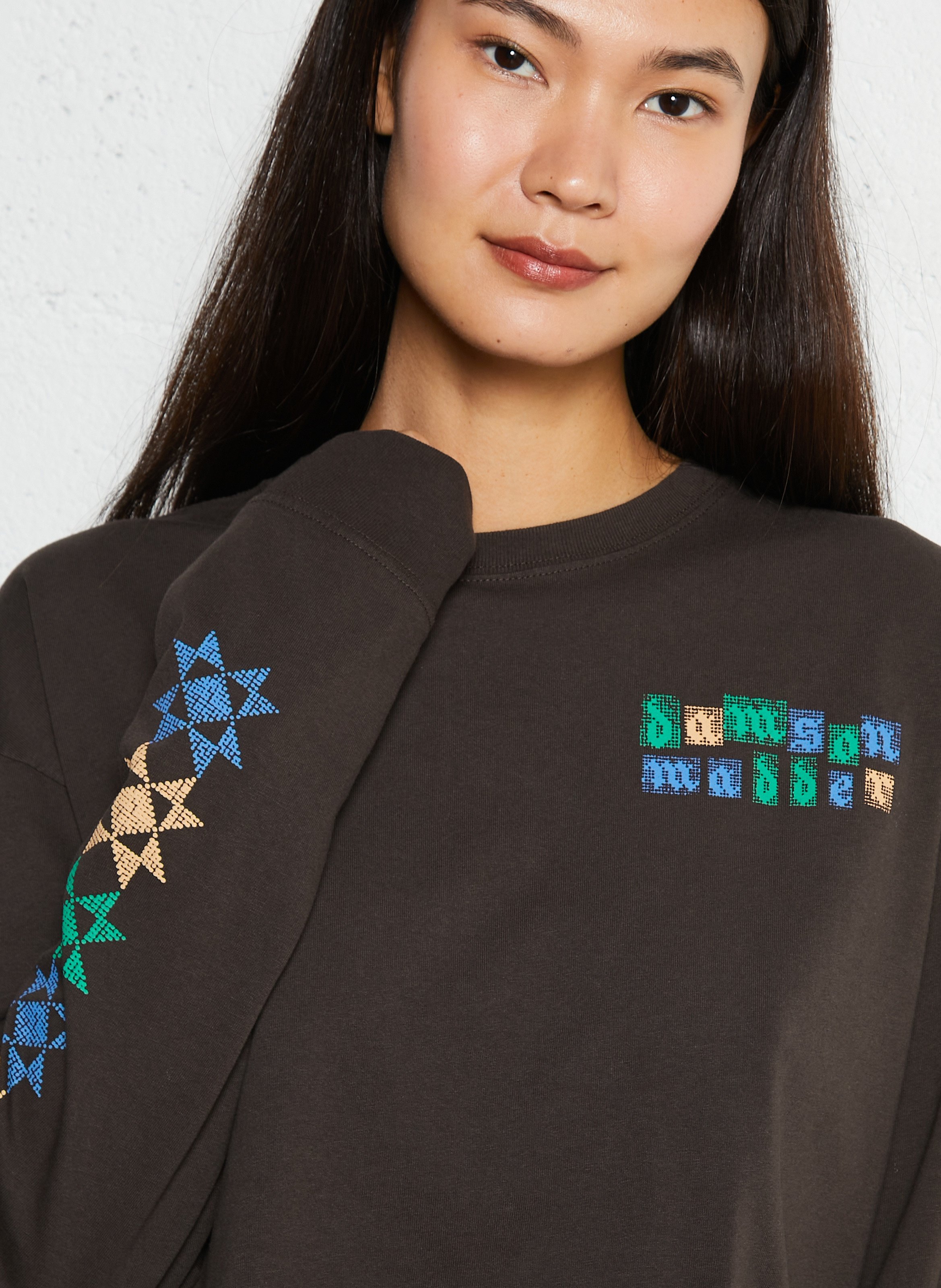 Straight round neck t-shirt with printed back DAMSON MADDER Brown