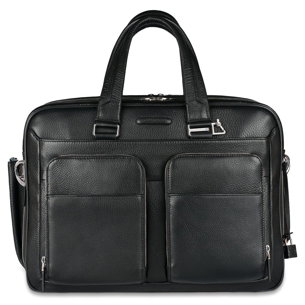 Expandable laptop and iPad® bag with shockproof protection PIQUADRO Black