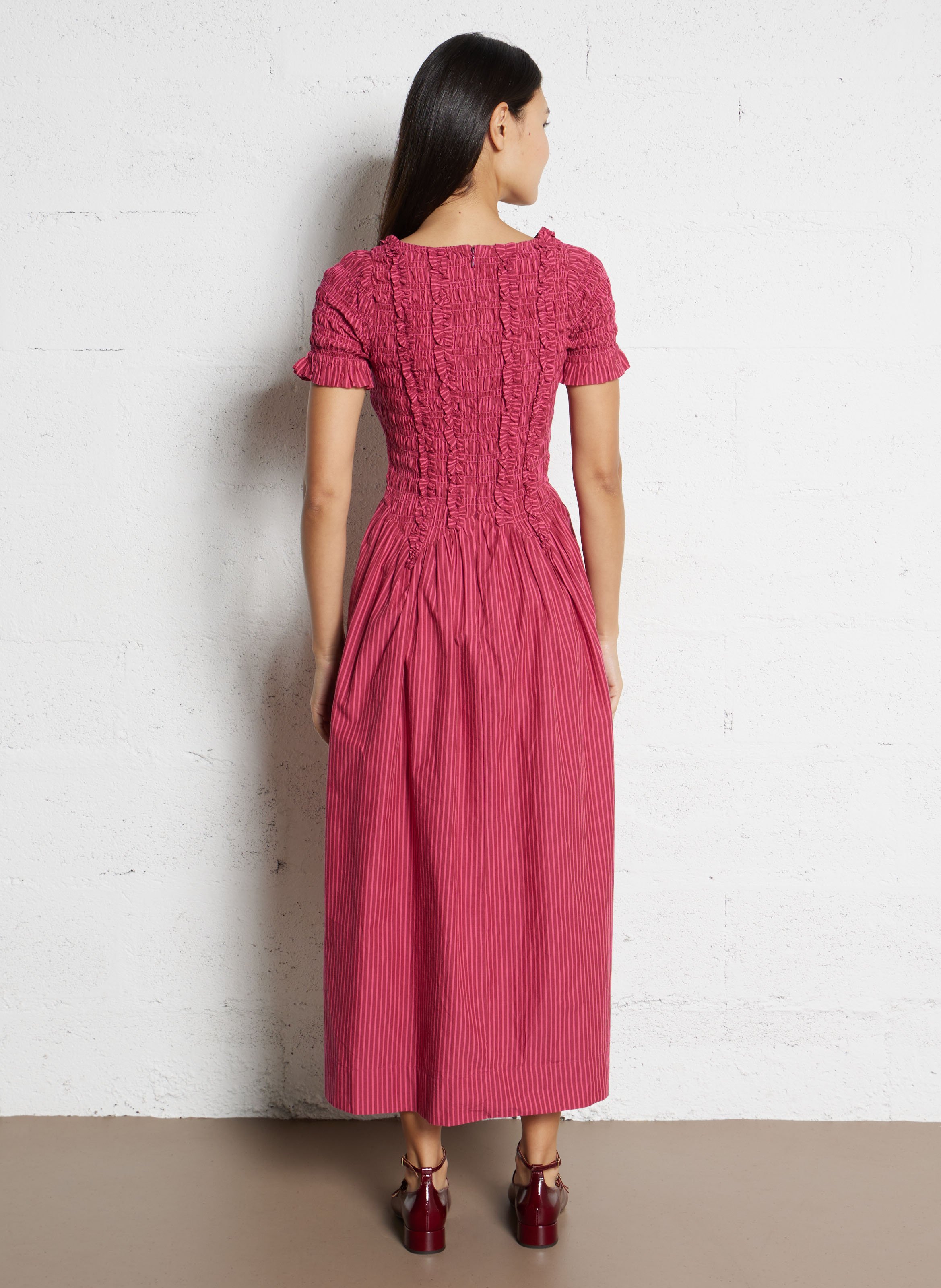 Oversized Striped Organic Cotton Dress DAMSON MADDER Plums