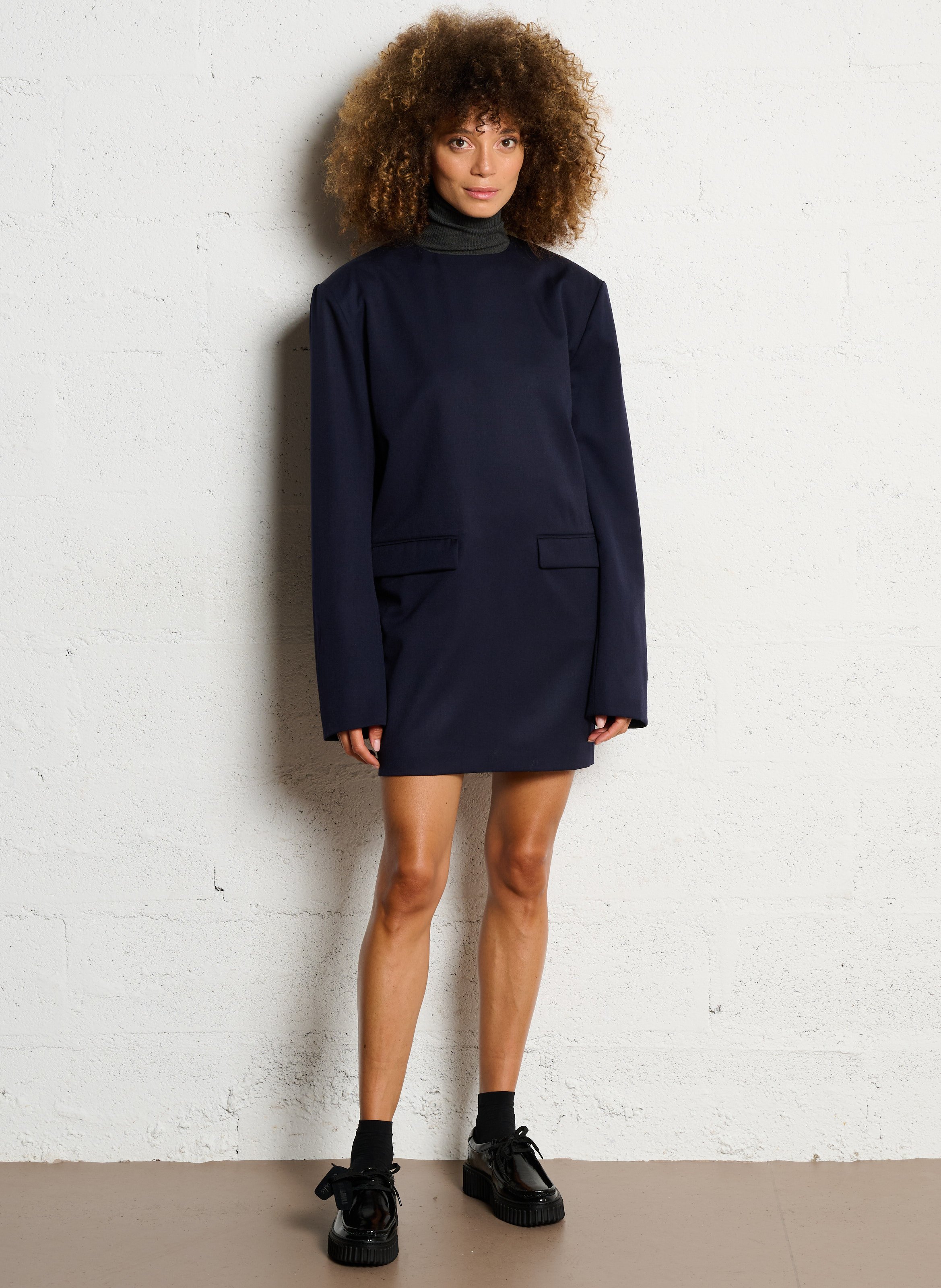 Robe courte manches longues unie SOEUR Blanc