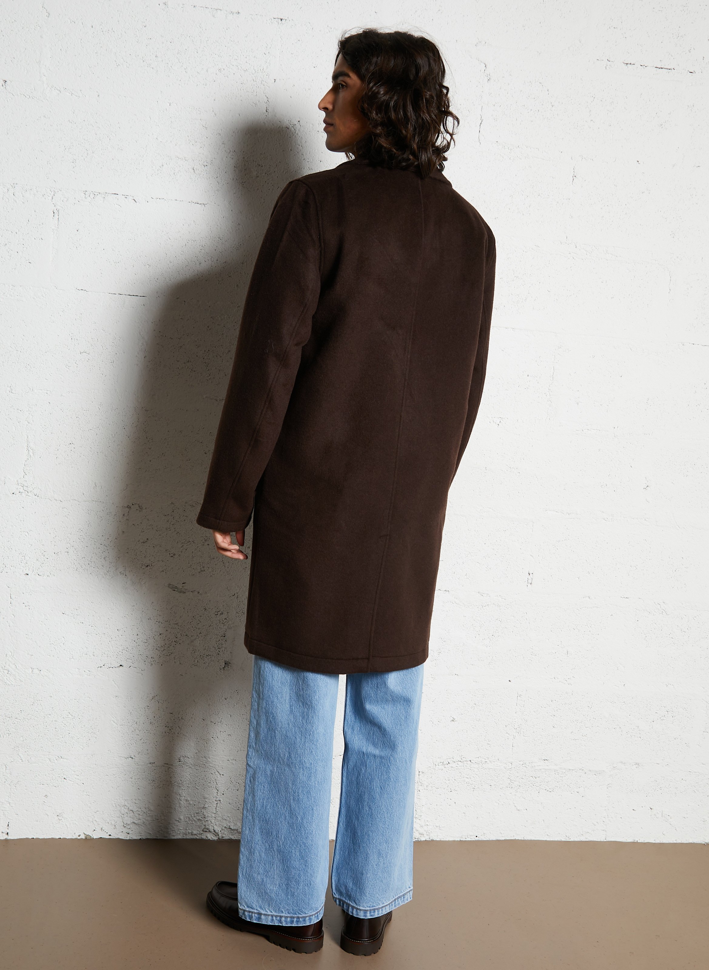 Buttoned coat in mixed wool MINIMUM Brown