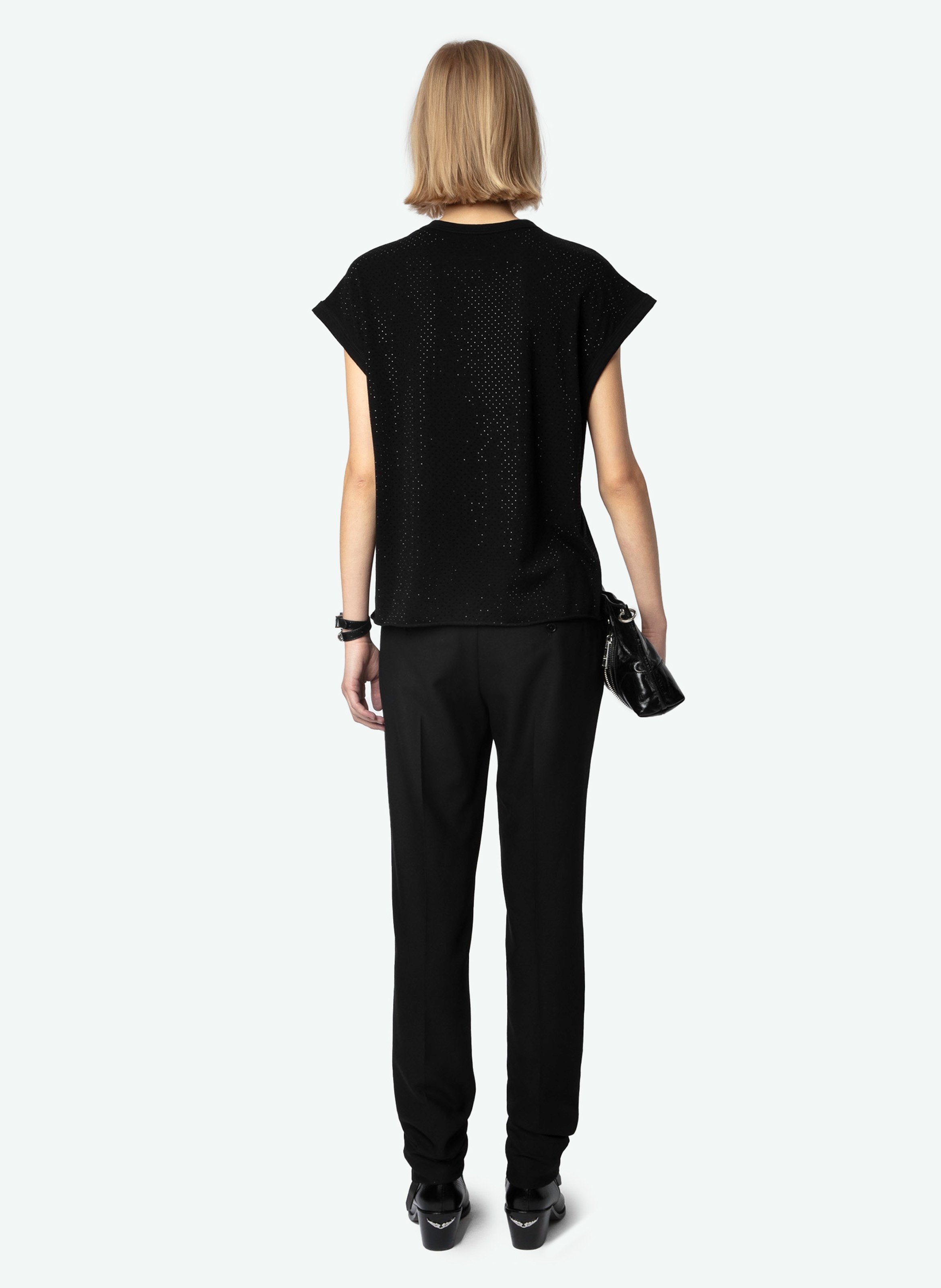 Tee-shirt à strass en coton ZADIG&VOLTAIRE Noir