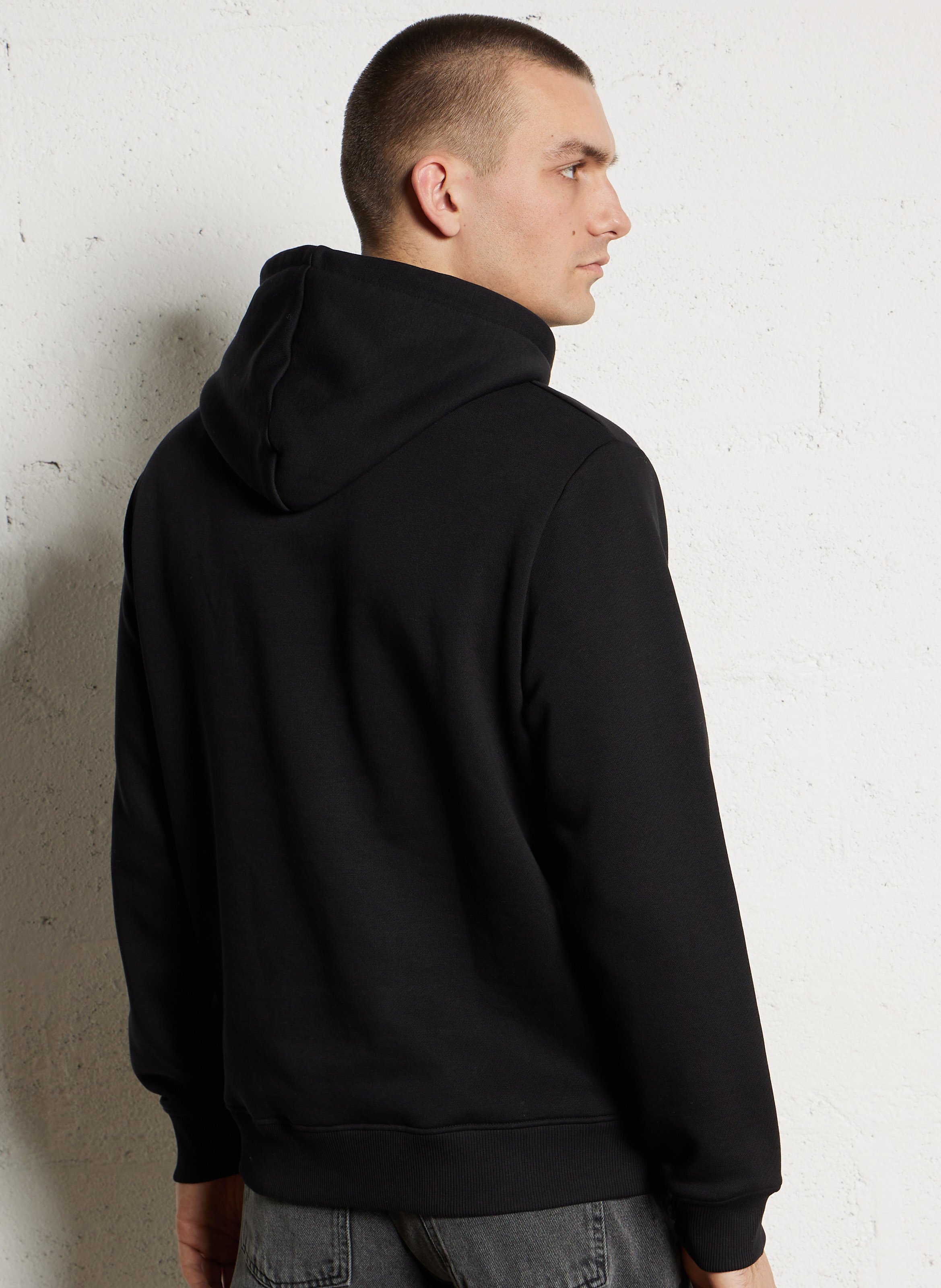 Sweat droit à capuche brodé en coton mélangé PEPE JEANS Noir