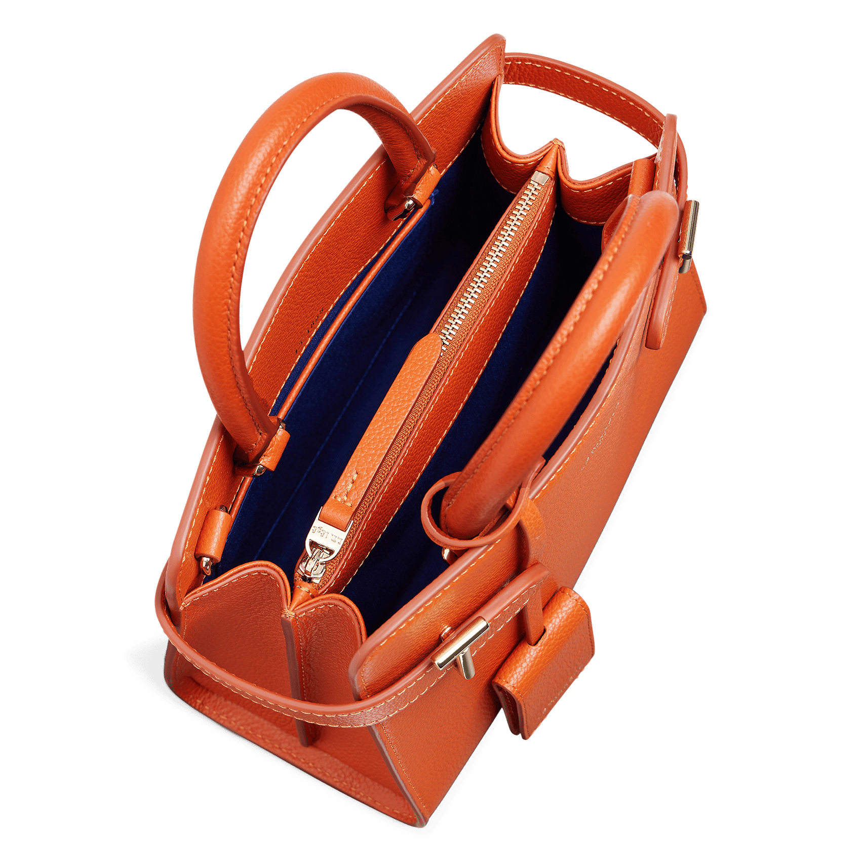 Bowlingtasche aus genarbtem Leder mit Reißverschluss LE TANNEUR Orange