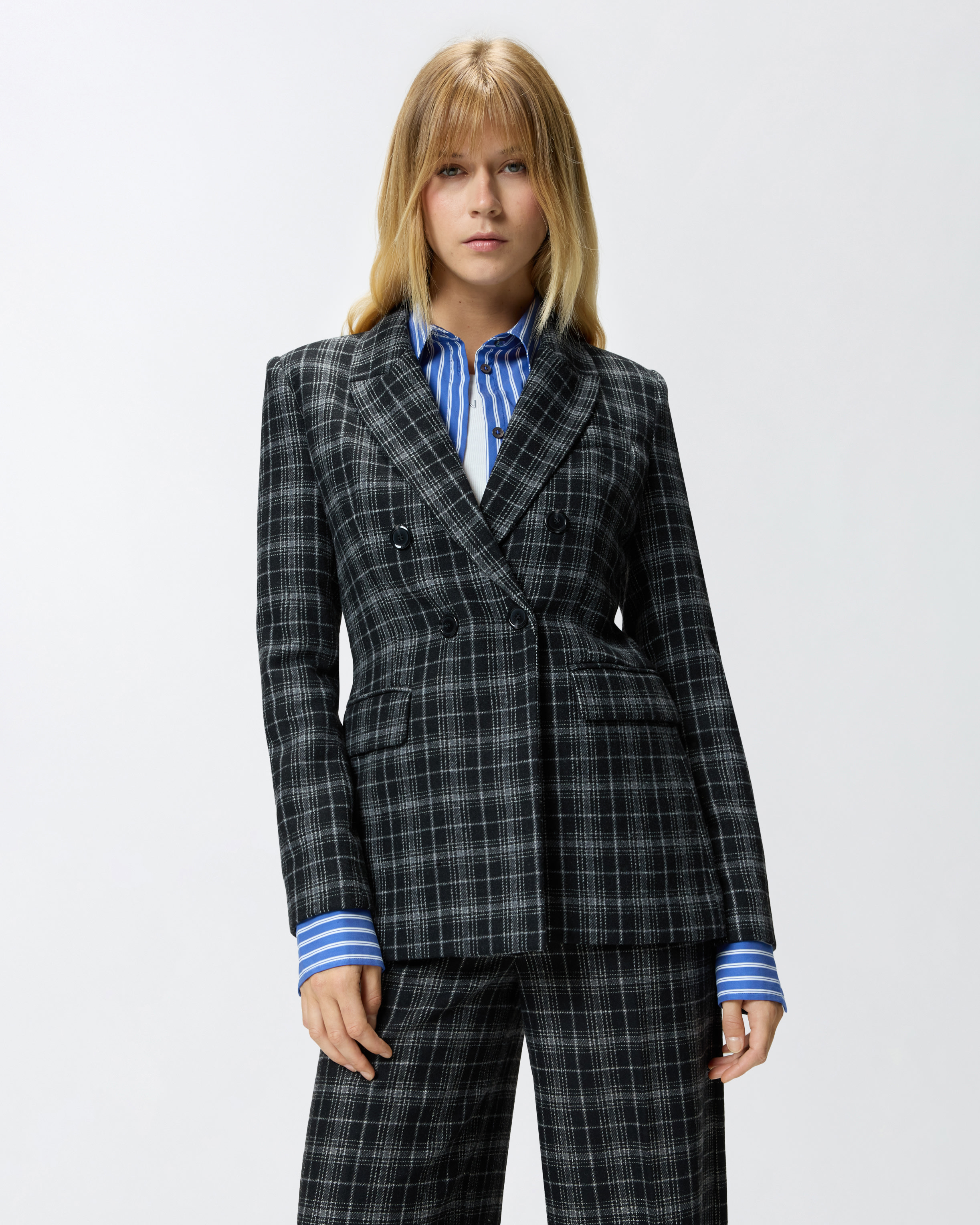 Checked double-breasted blazer PINKO Multicolored