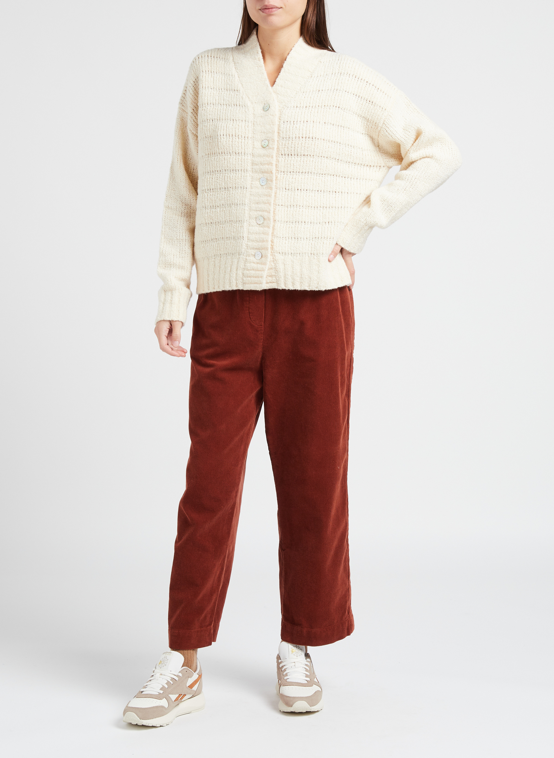 Wool-blend V-neck cardigan BELLEROSE Beige