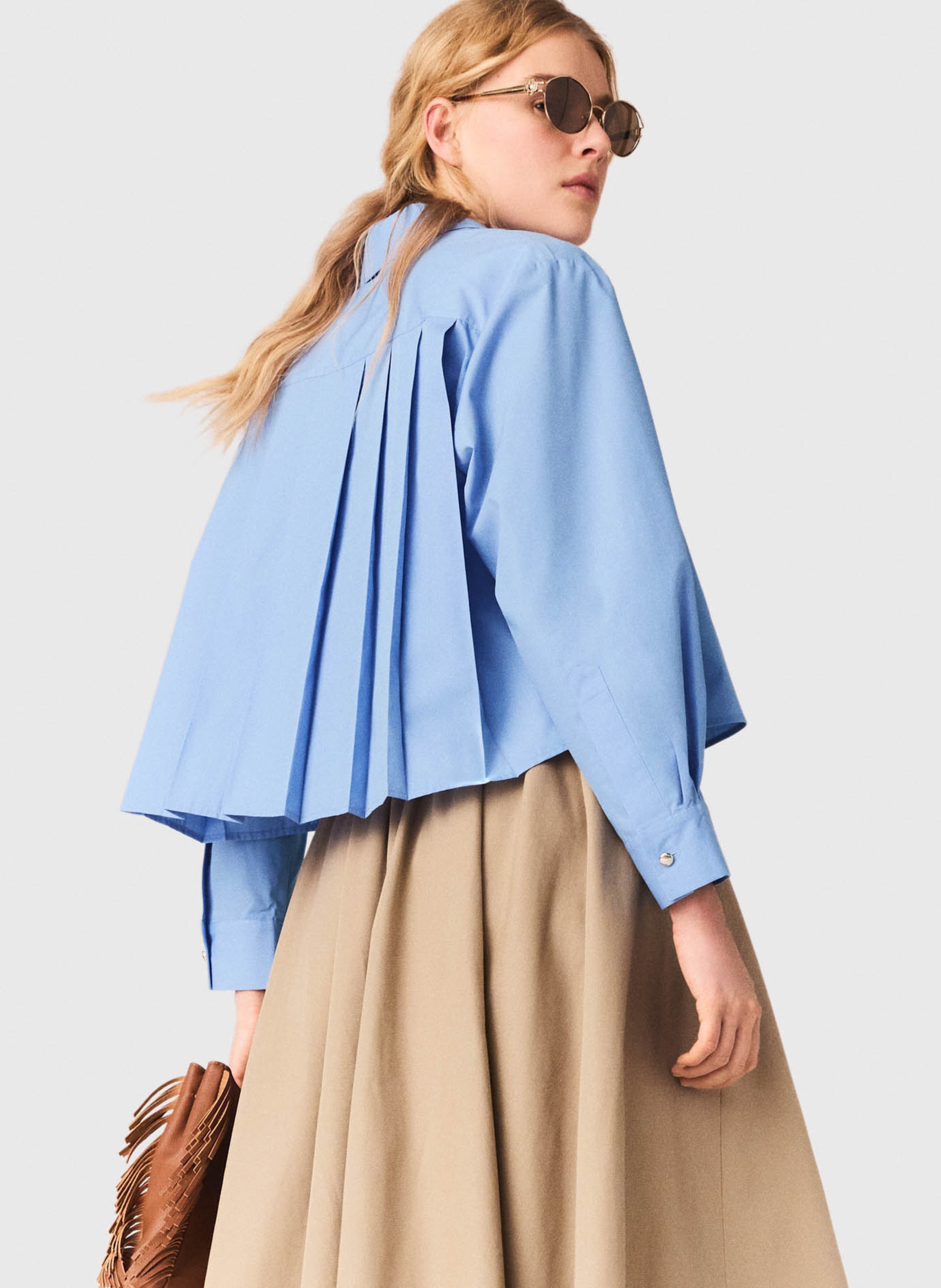 Chemise oversize courte col classique  MAJE Bleu