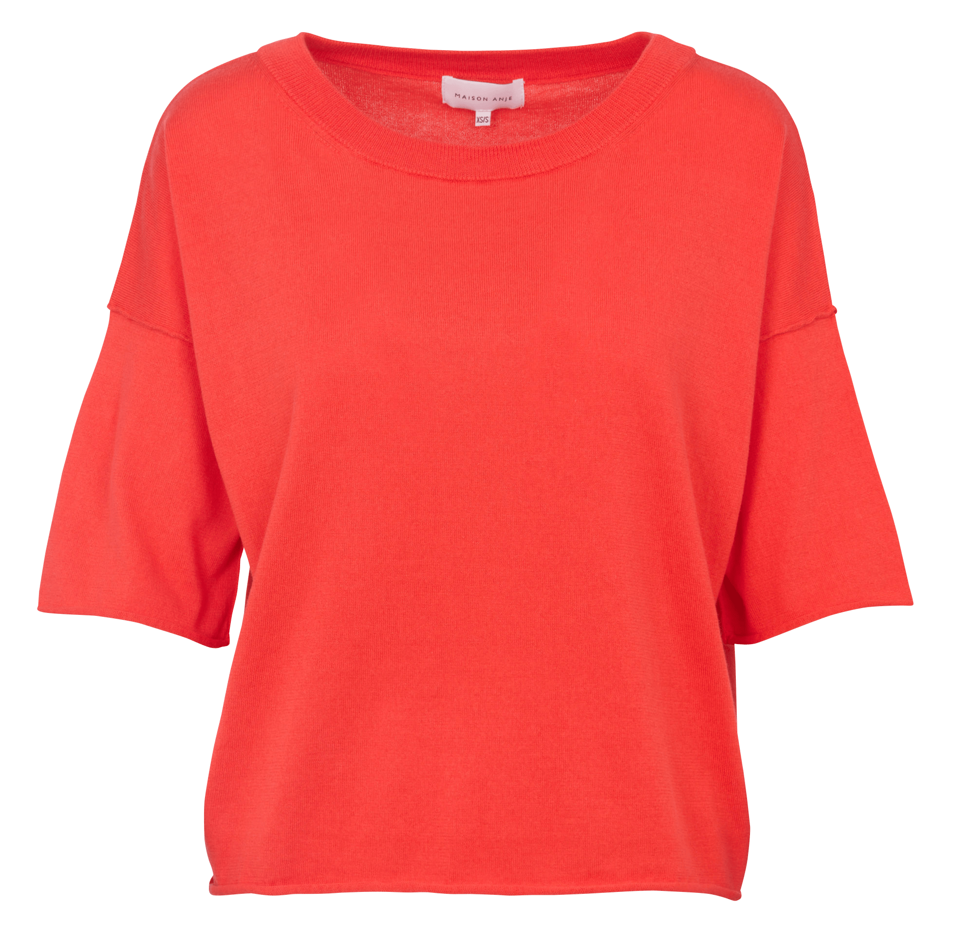 Pull oversize col bateau en coton bio MAISON ANJE Rouge