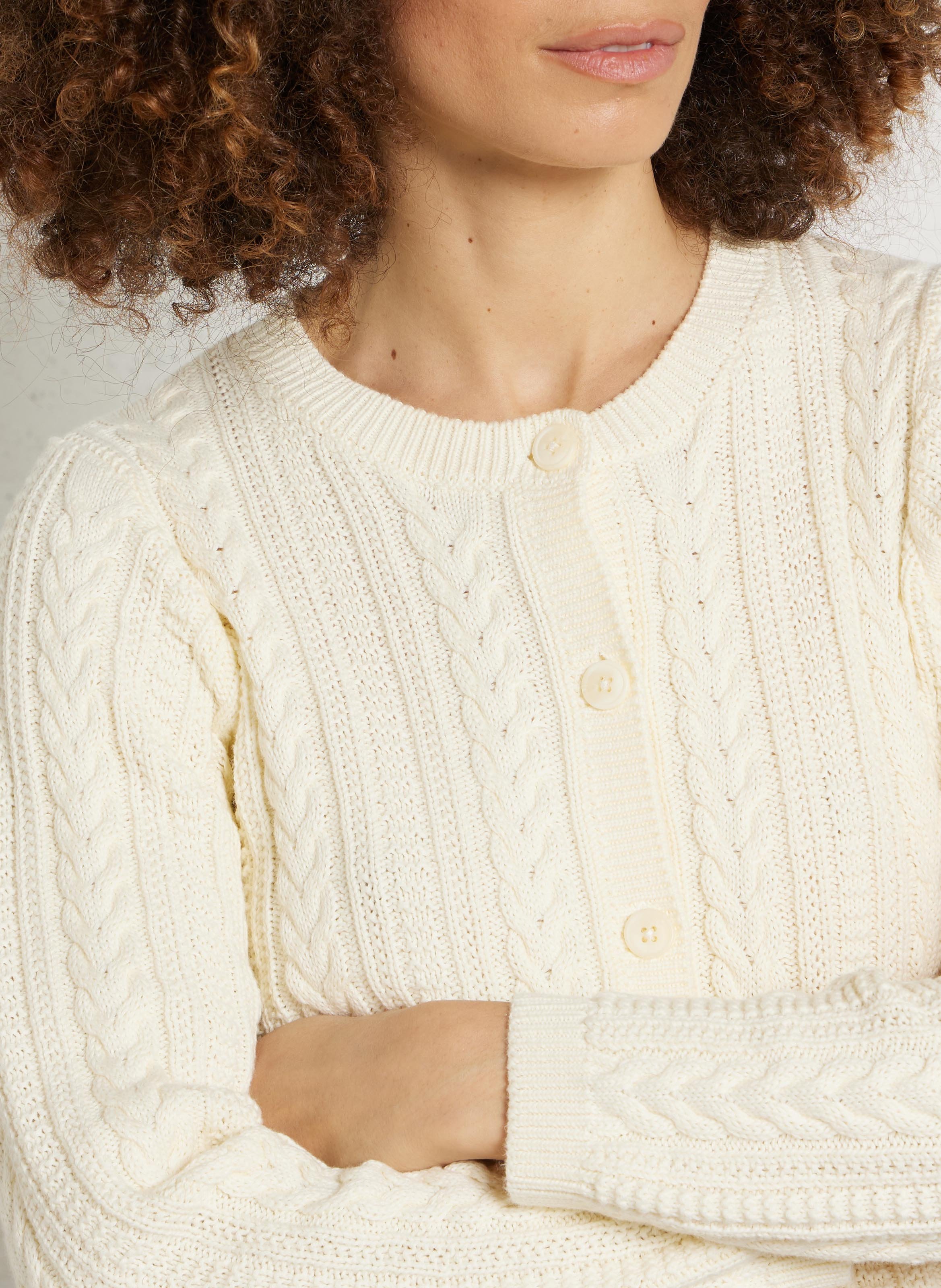 Straight round neck twisted cotton vest SUD EXPRESS Beige