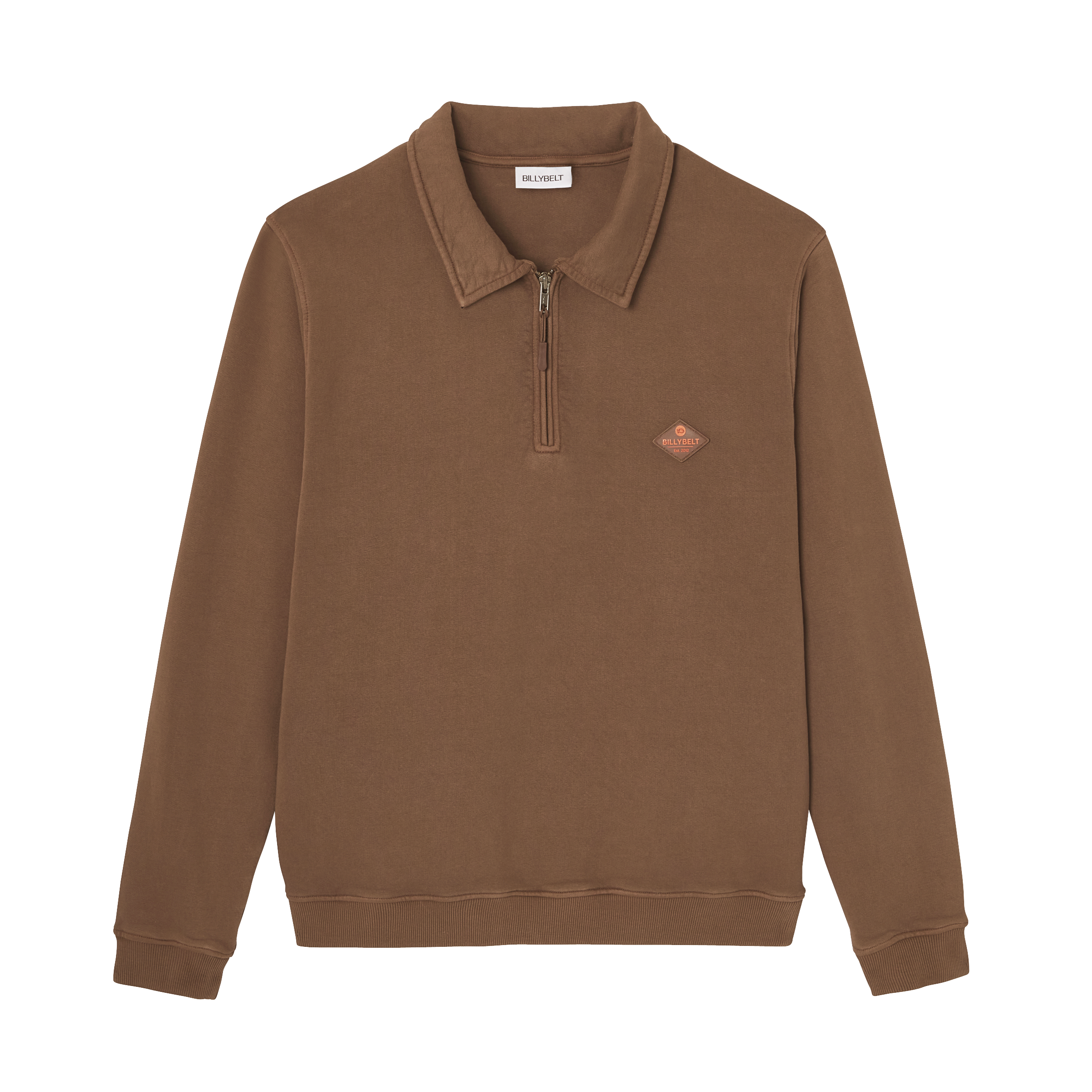 Zip-neck organic cotton sweatshirt  Marron