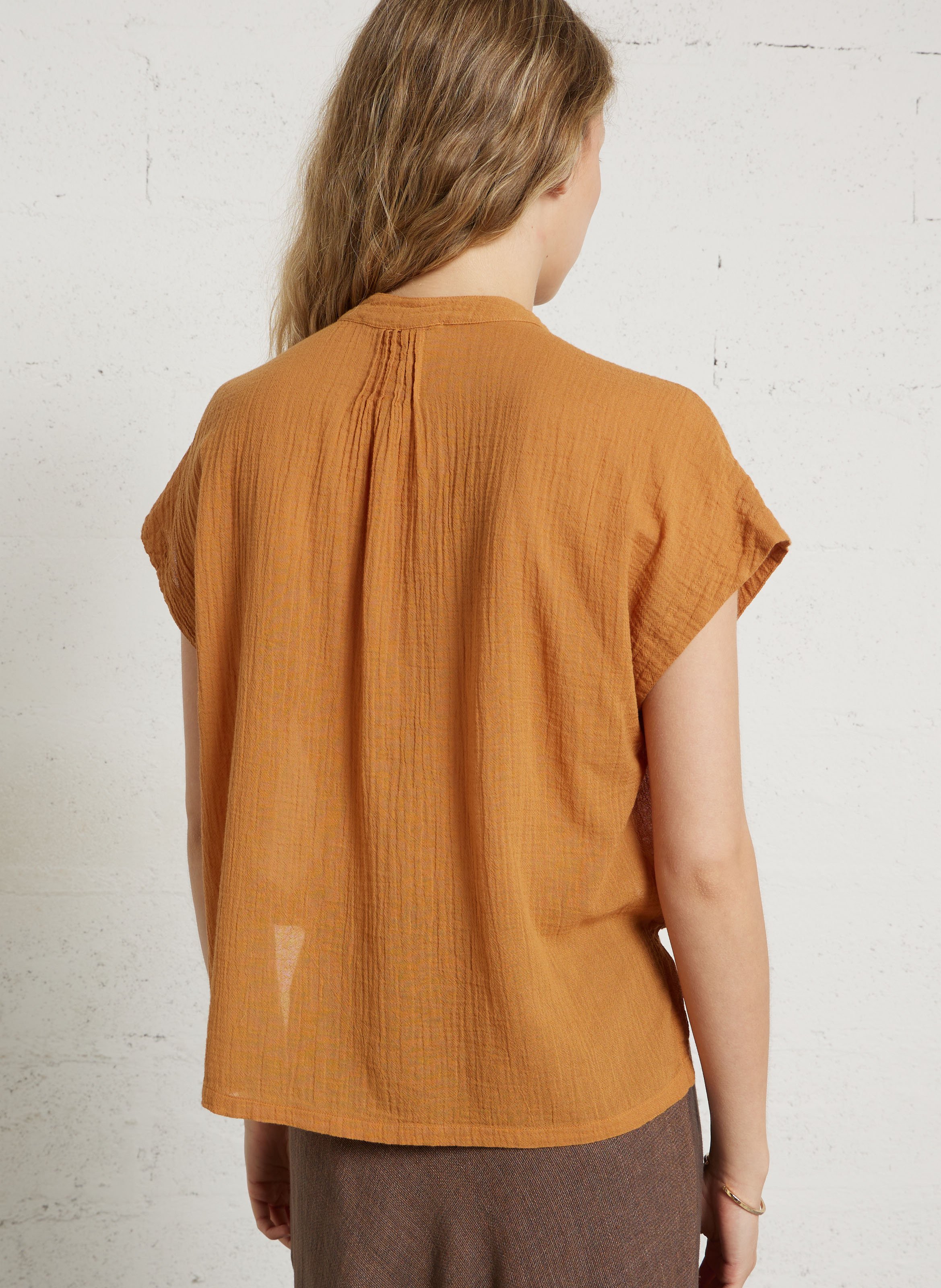 Aimee - Plumetis-Oberteil POMANDERE Orange