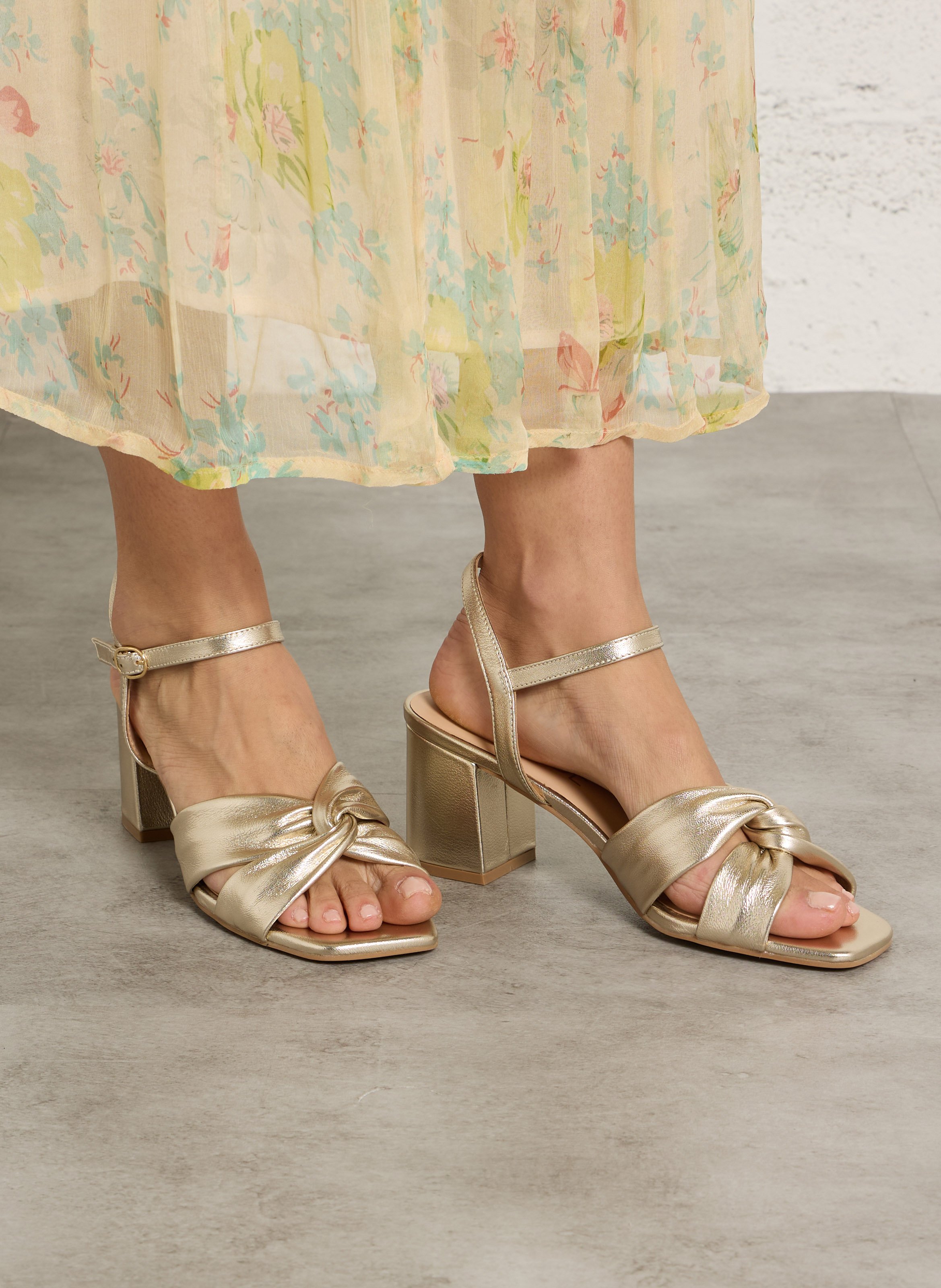 Alice heeled leather sandals BOCAGE Golden
