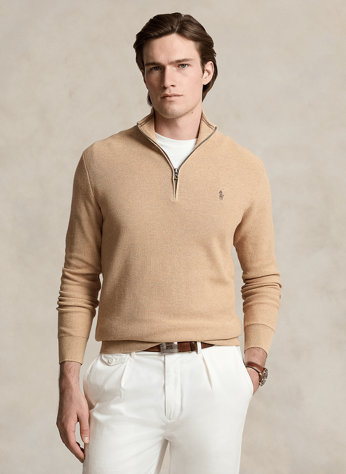 Pullover aus Baumwoll-Piqué mit Stehkragen und Reißverschluss POLO RALPH LAUREN