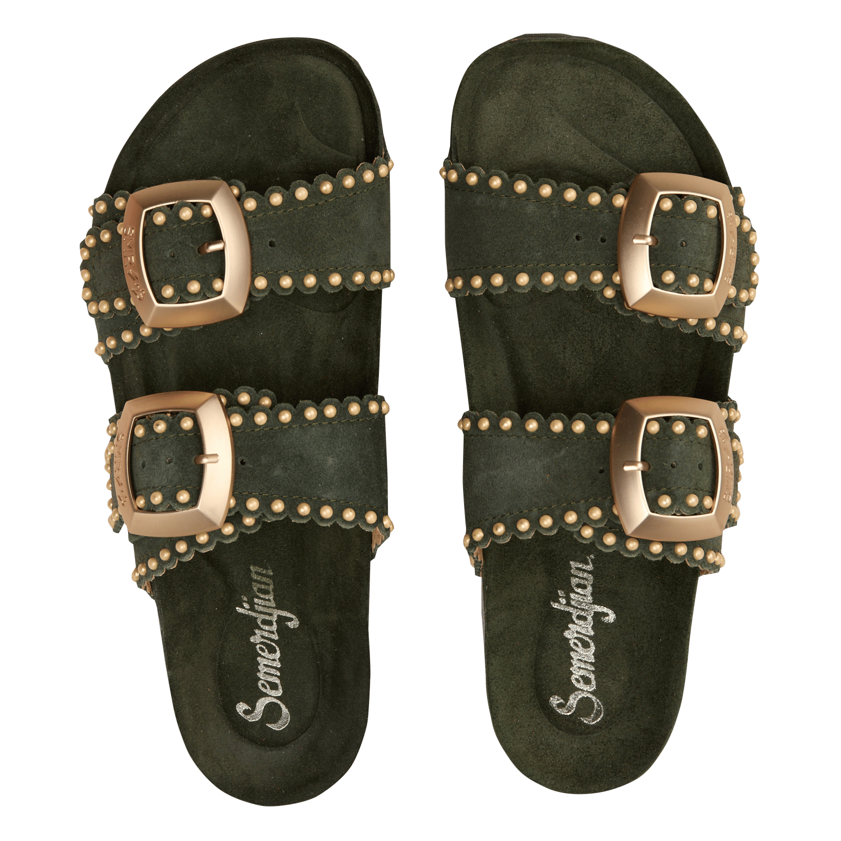 Sandales plates à brides en cuir SEMERDJIAN - SMR Vert