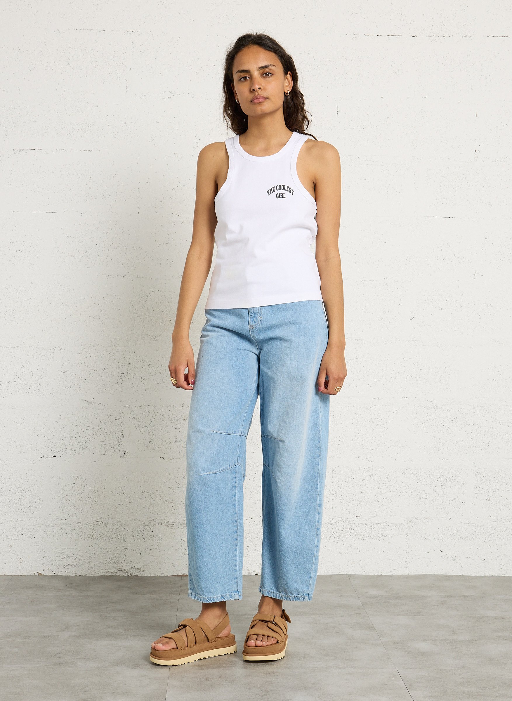 Débardeur droit col rond en coton BERENICE Noir