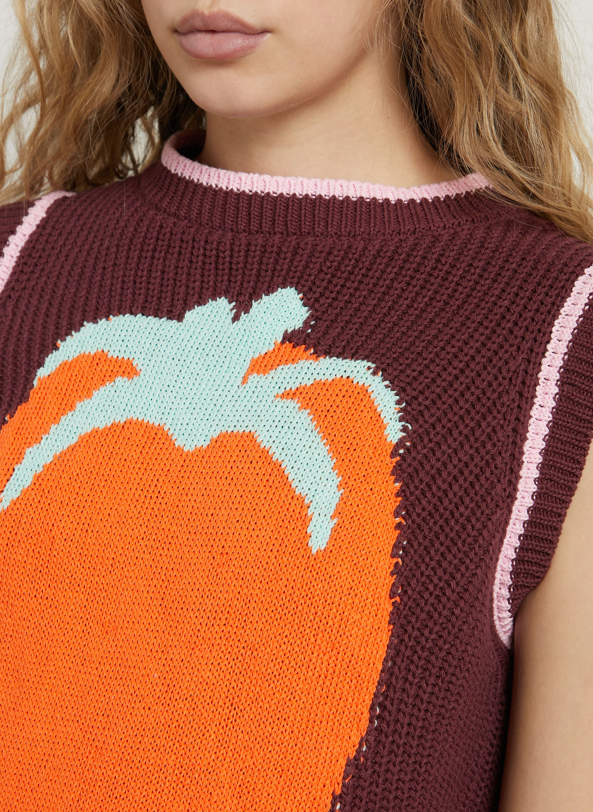 Straight cotton-blend sweater with round neck DR BLOOM Purple