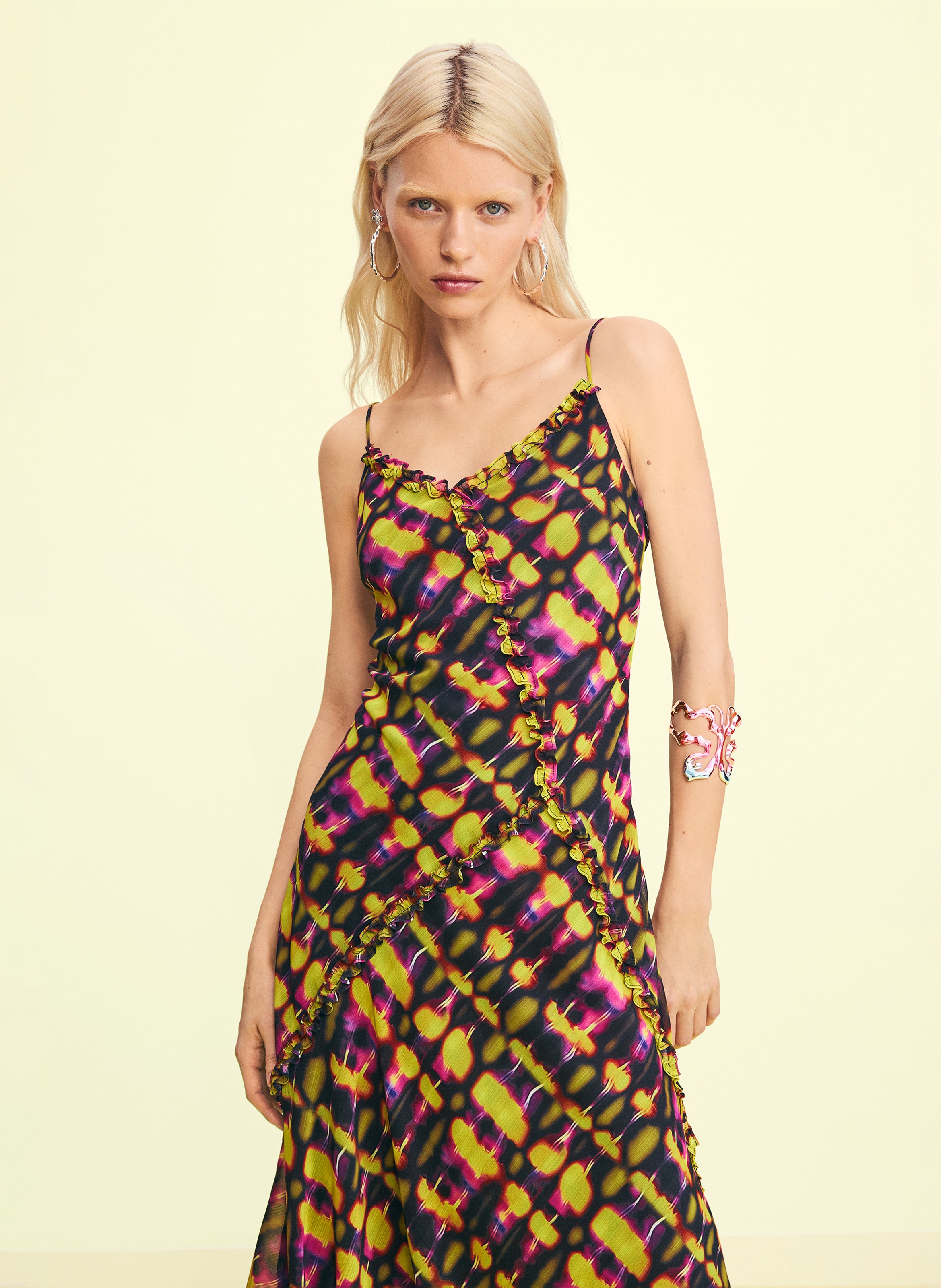 Halflange, asymmetrische jurk DESIGUAL Groen