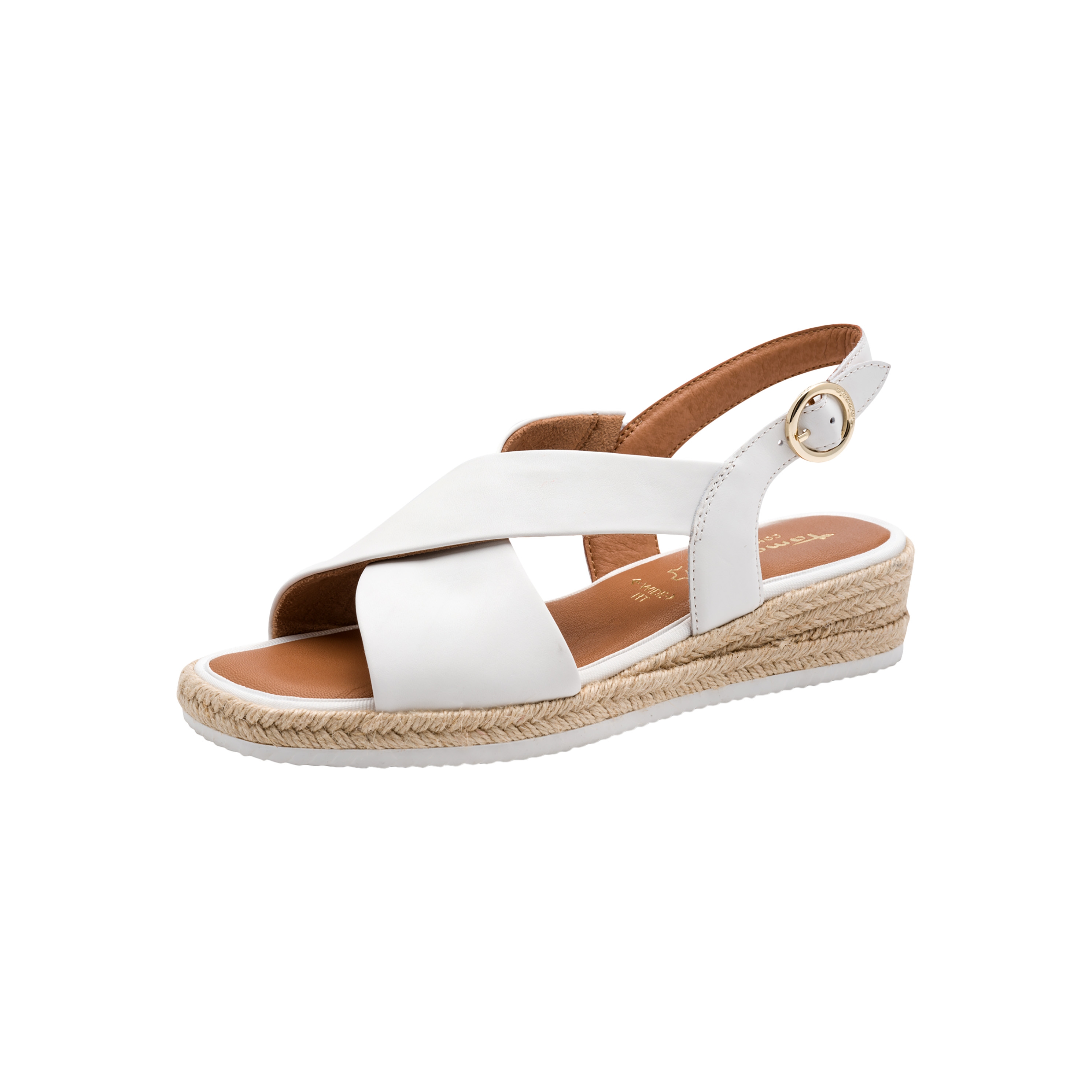 Comfort leather wedge sandals TAMARIS White