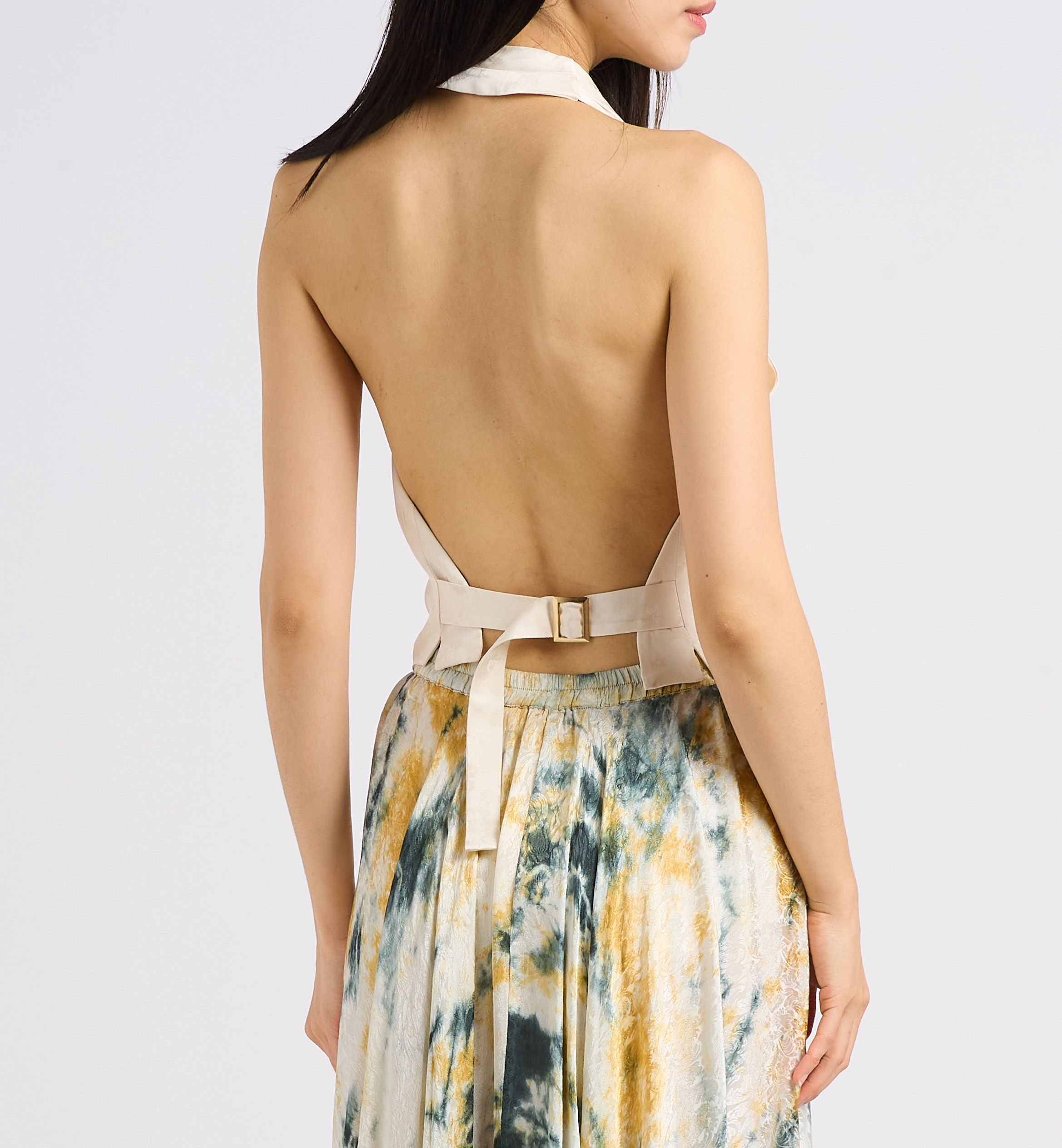 Kostuumvestje met blote rug en satijnglans MES DEMOISELLES Wit