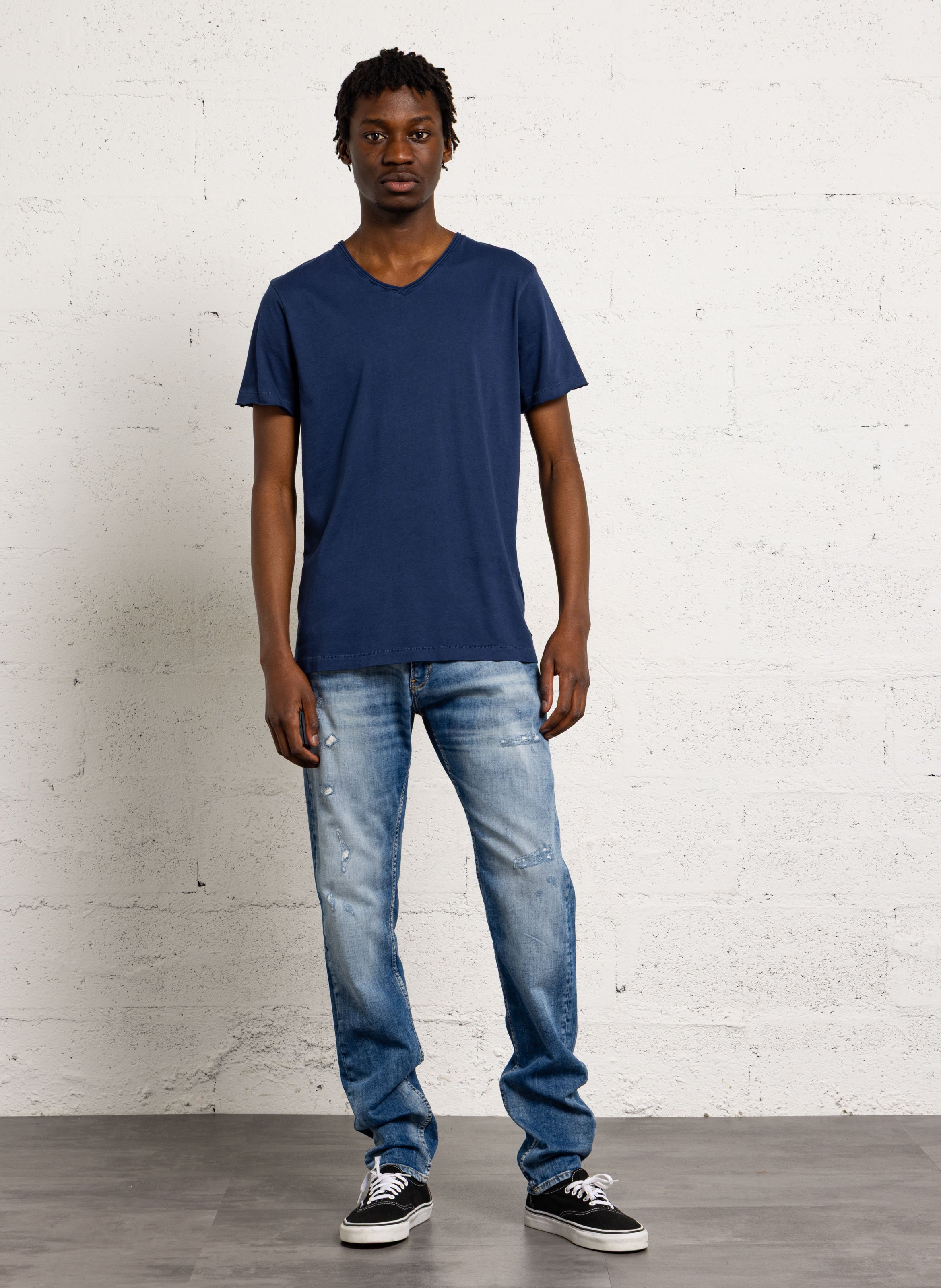 Jean droit en coton mélangé LE TEMPS DES CERISES Bleu