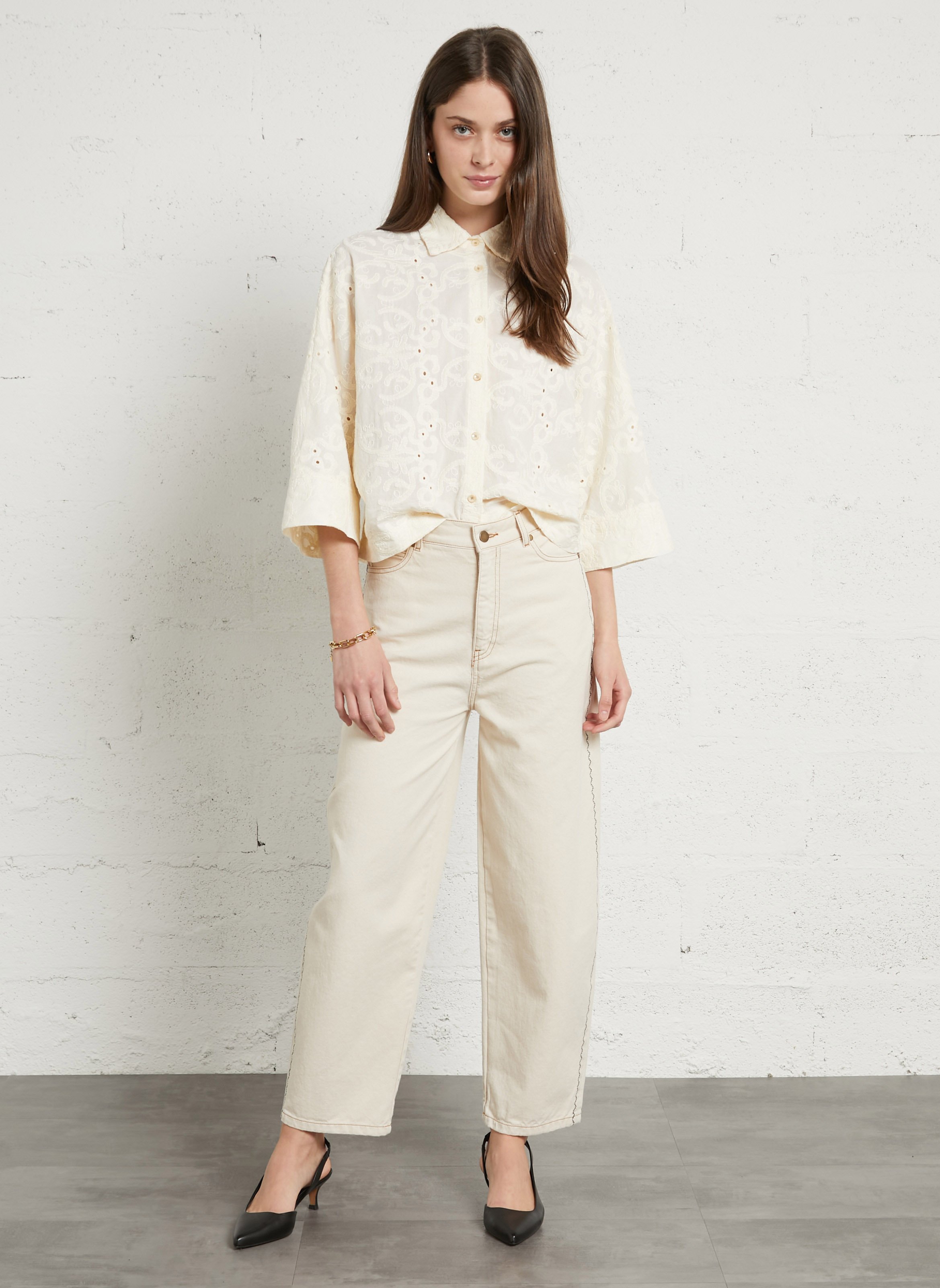 - Embroidered cotton shirt TINSELS White