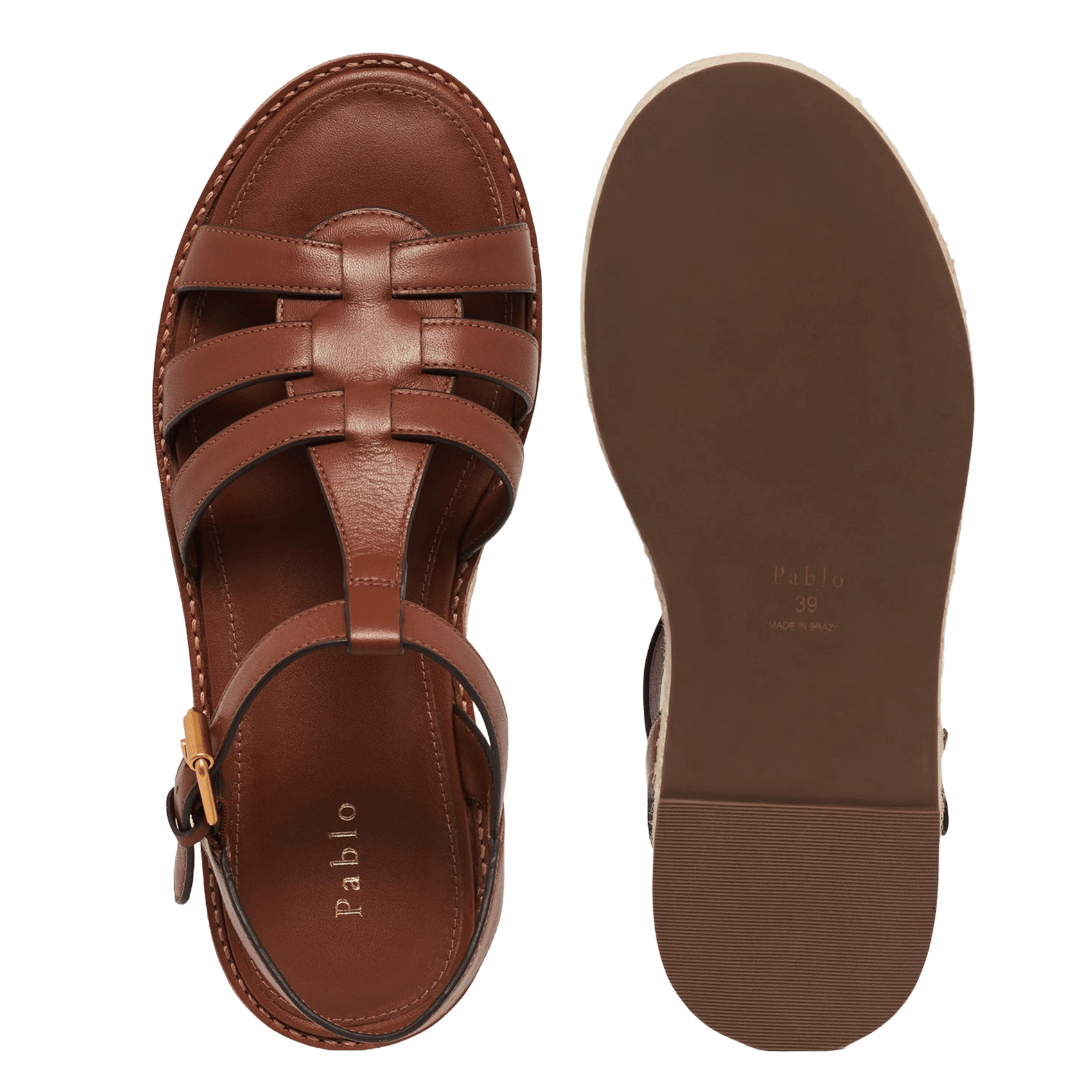 Avarca Berlin - Flache Ledersandalen mit Samt PABLO Braun