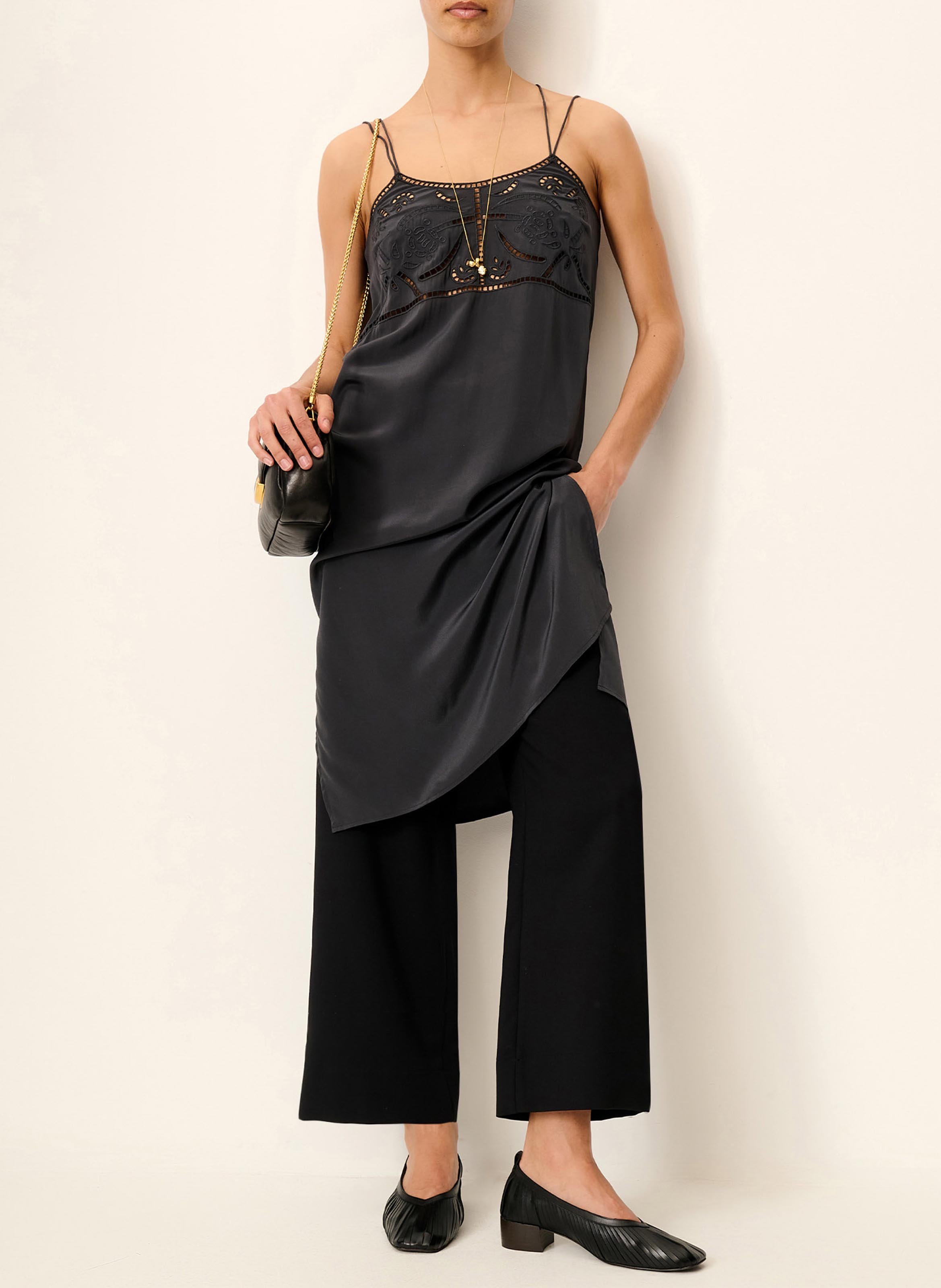 Kleid mit schmalen Trägern SESSUN Grun