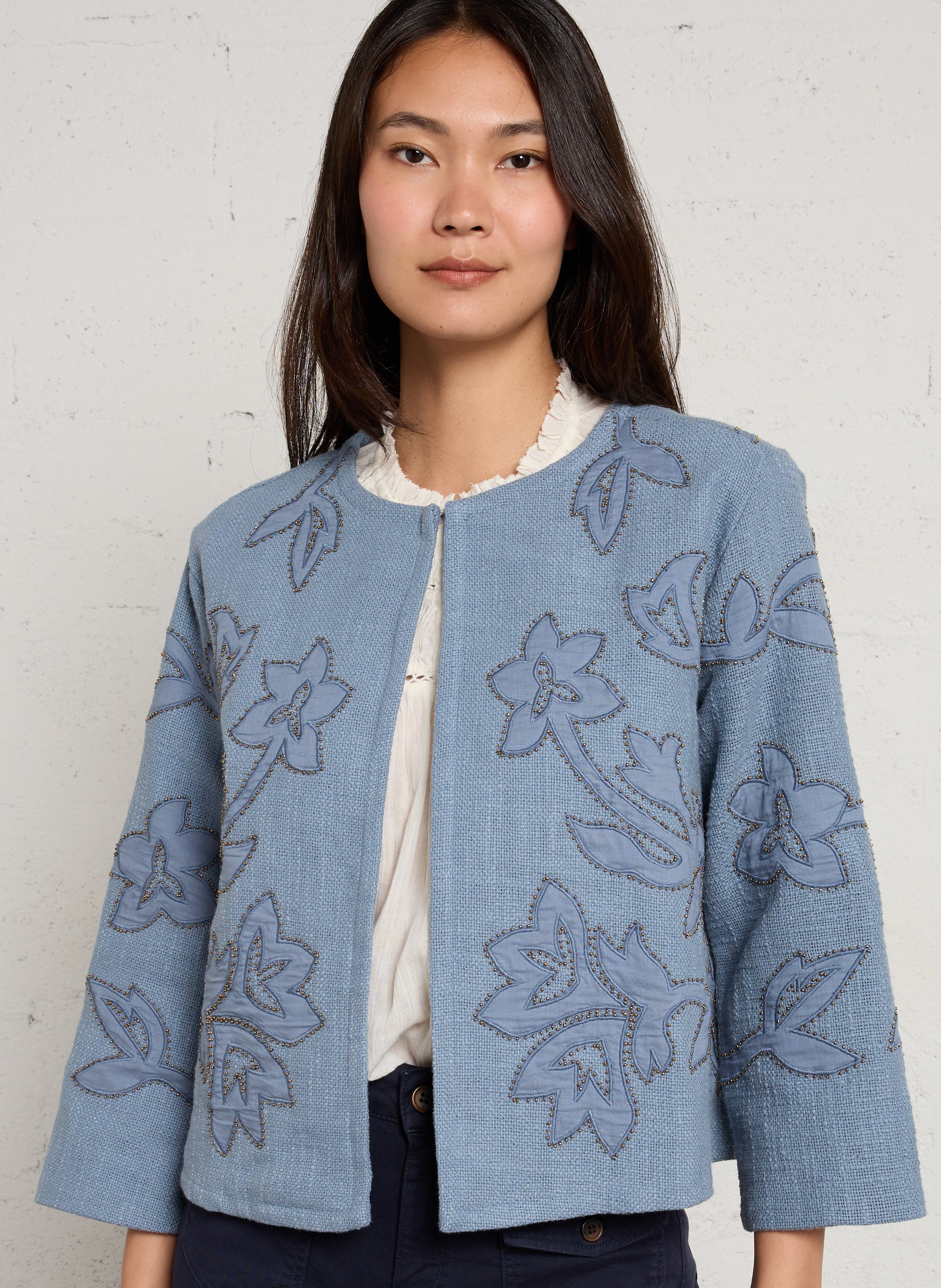 Recht, katoenen jasje MAISON 123 Blauw