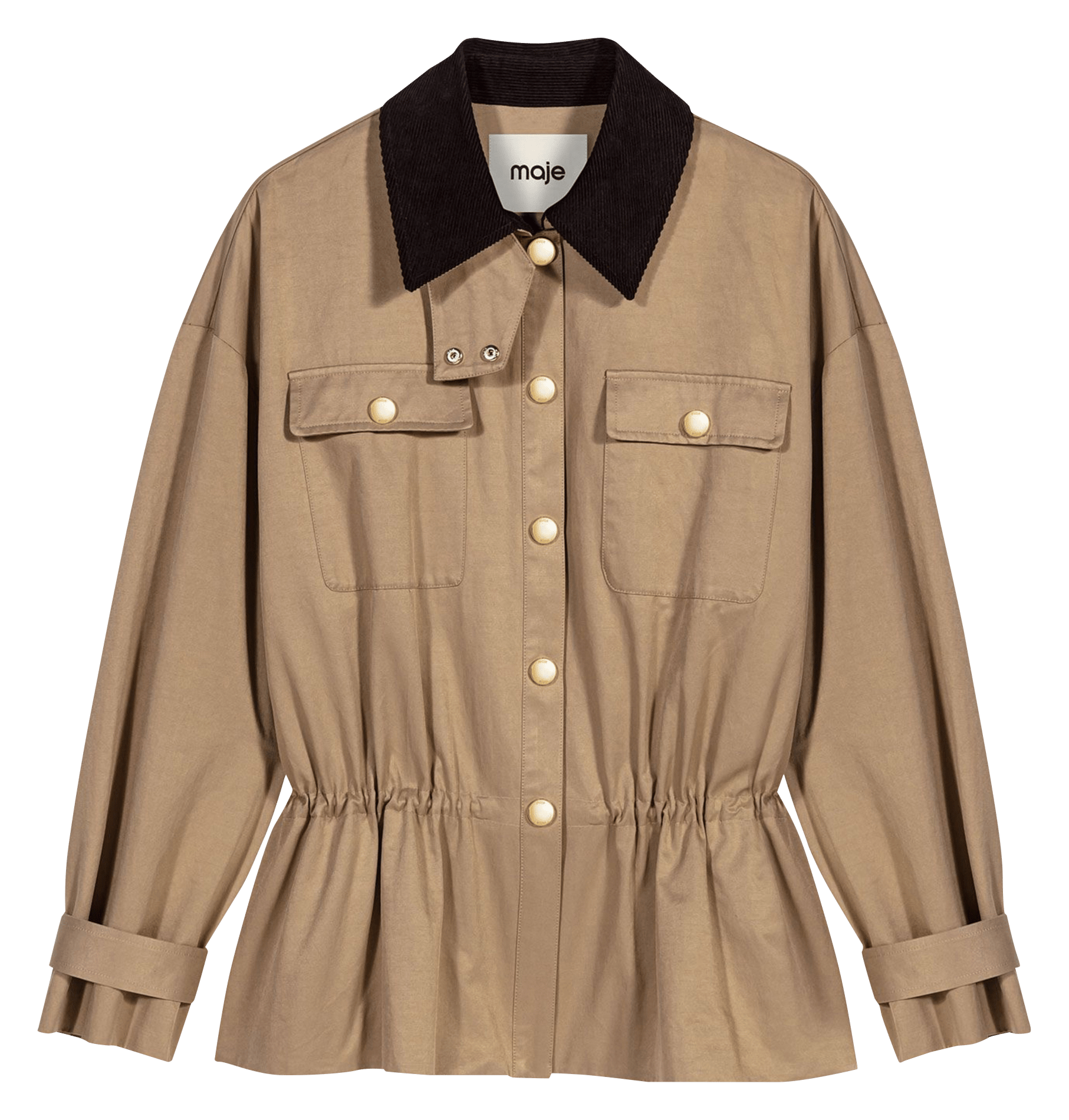 Jasje met klassieke kraag - katoenblend MAJE Beige