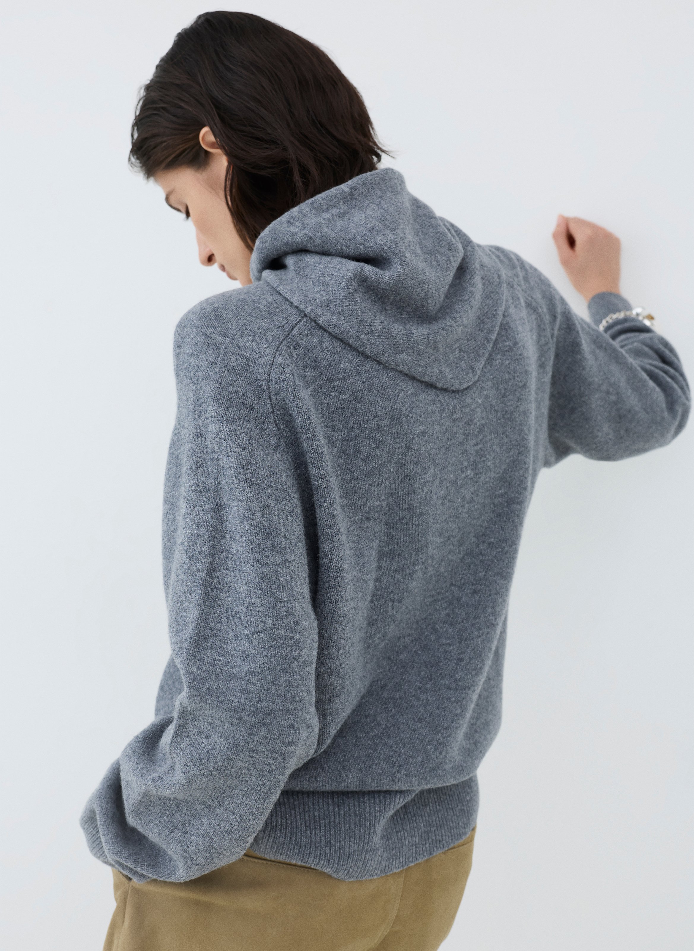 Straight wool sweater with Lavallière collar ROUGE EDIT Grey