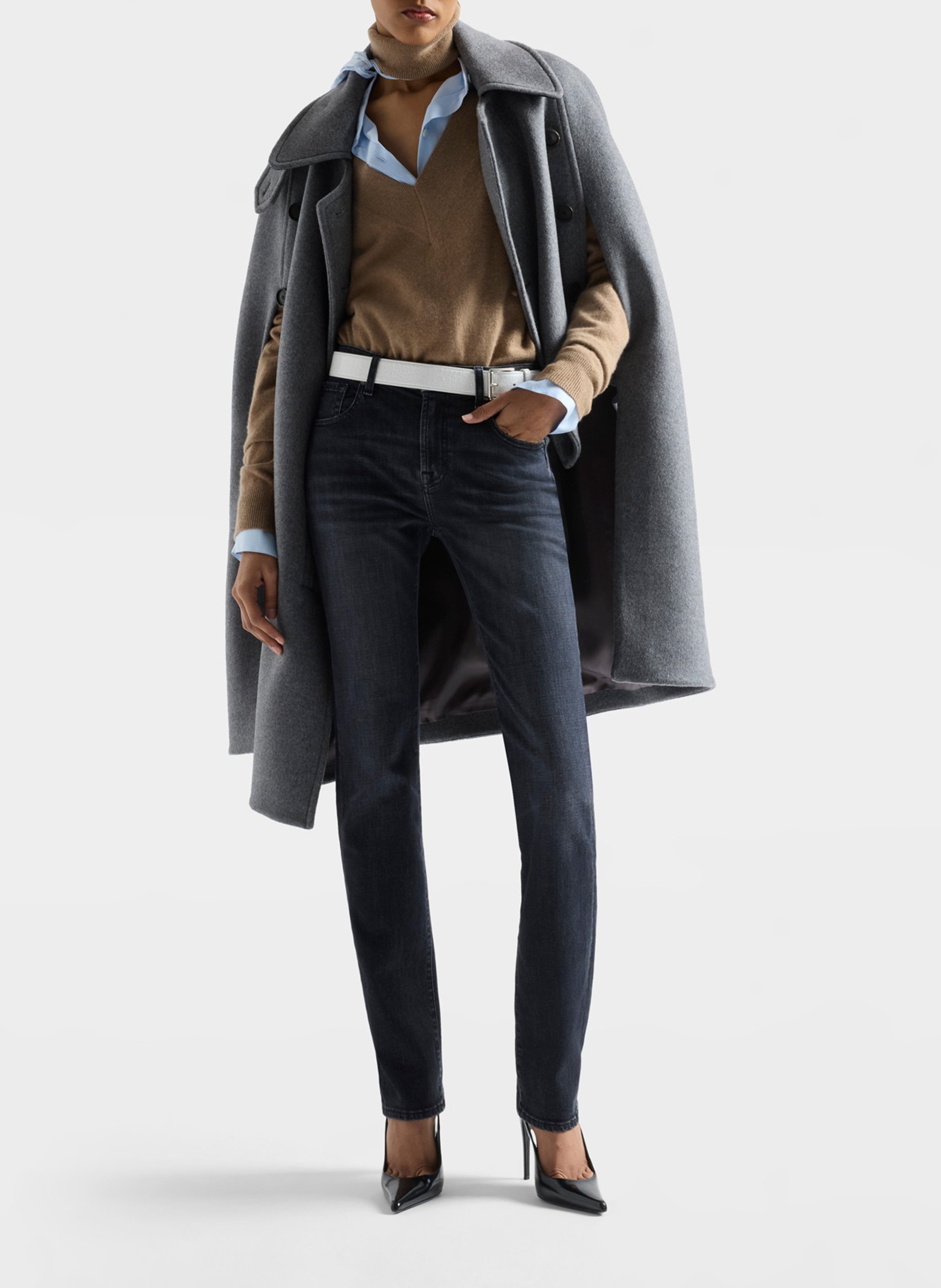 Jean slim en coton mélangé 7 FOR ALL MANKIND Noir