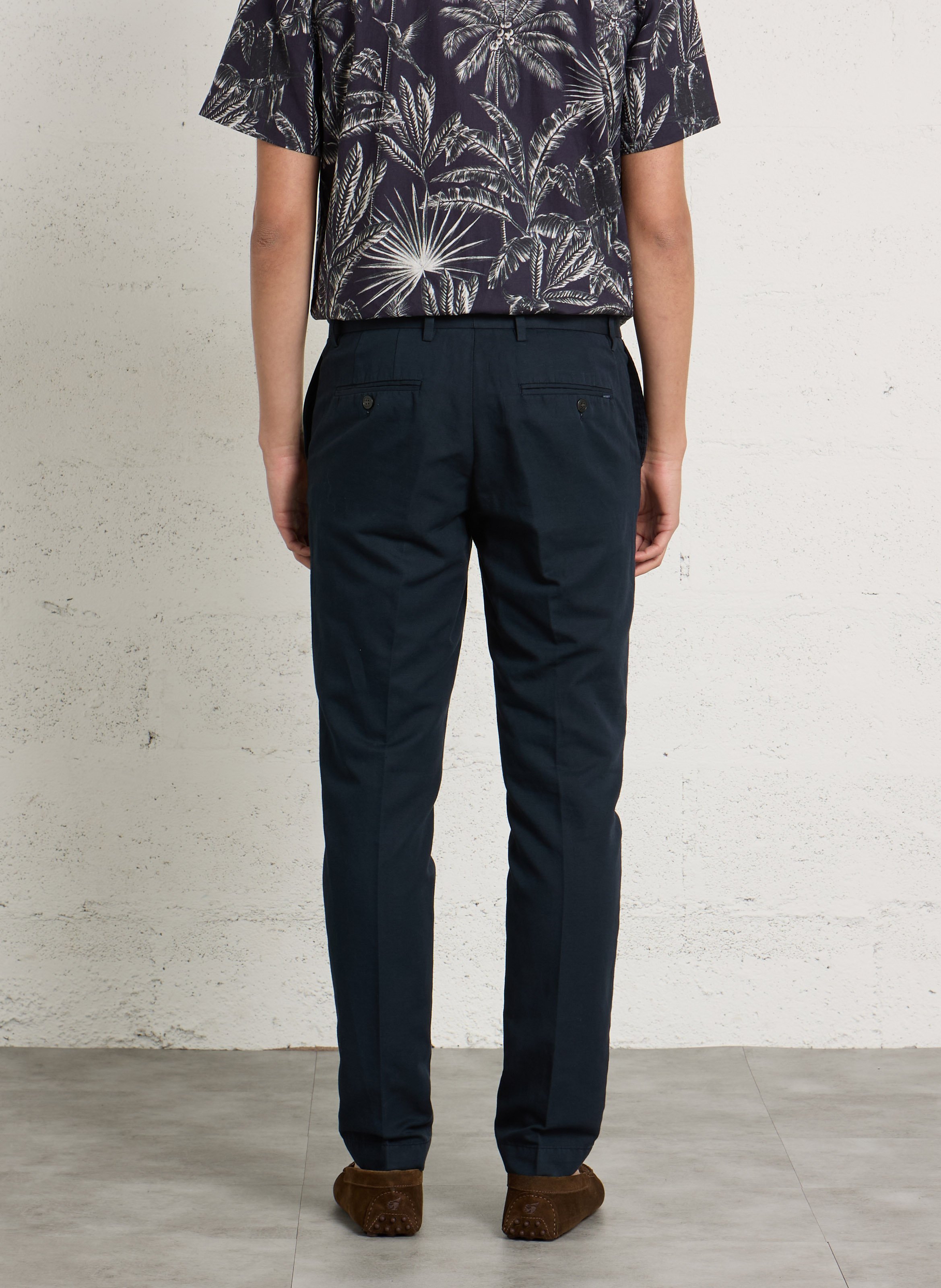 Karottenhose aus Leinen und Wolle HACKETT Blau