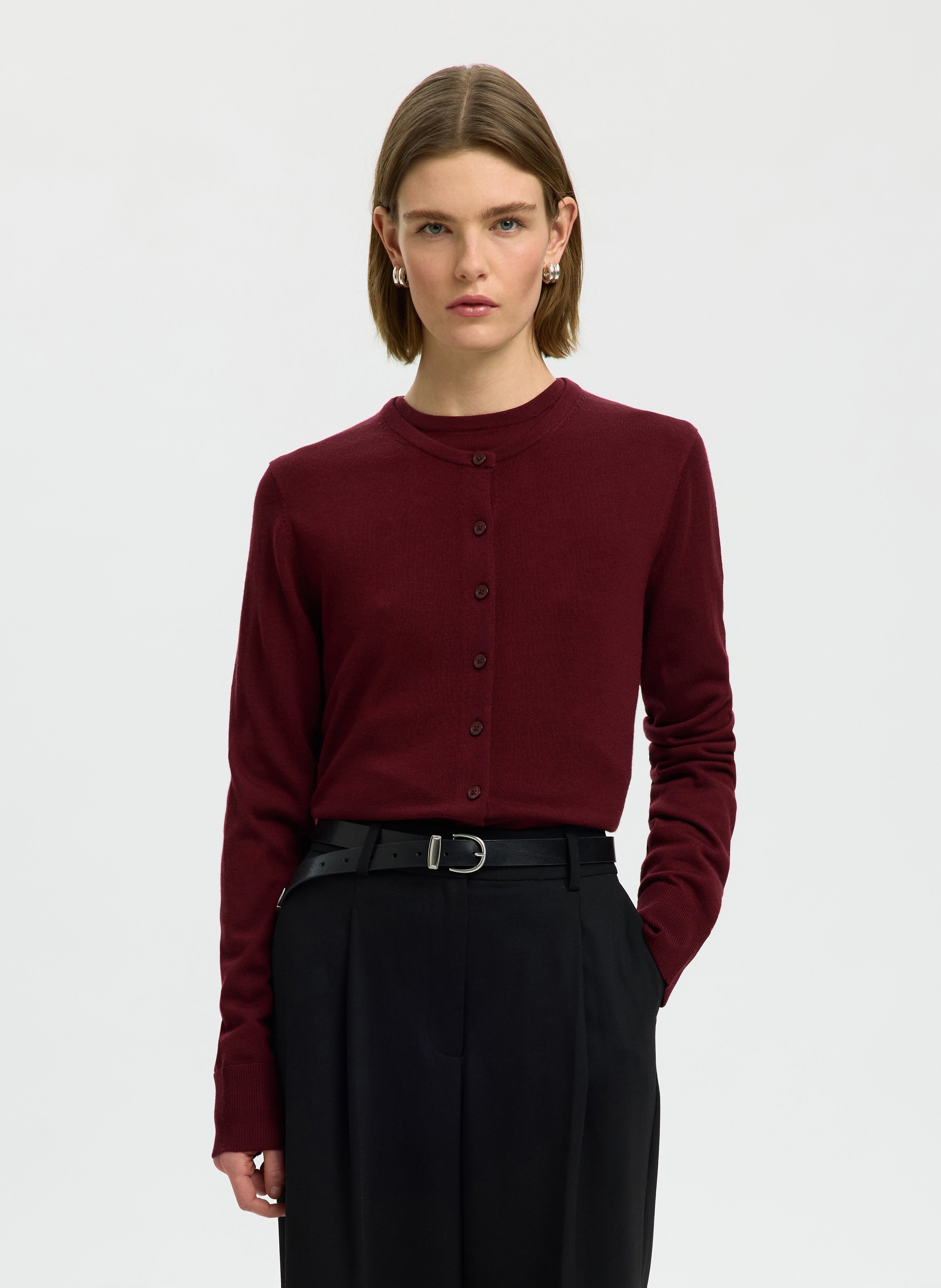 Buttoned straight heathered cardigan SELECTED