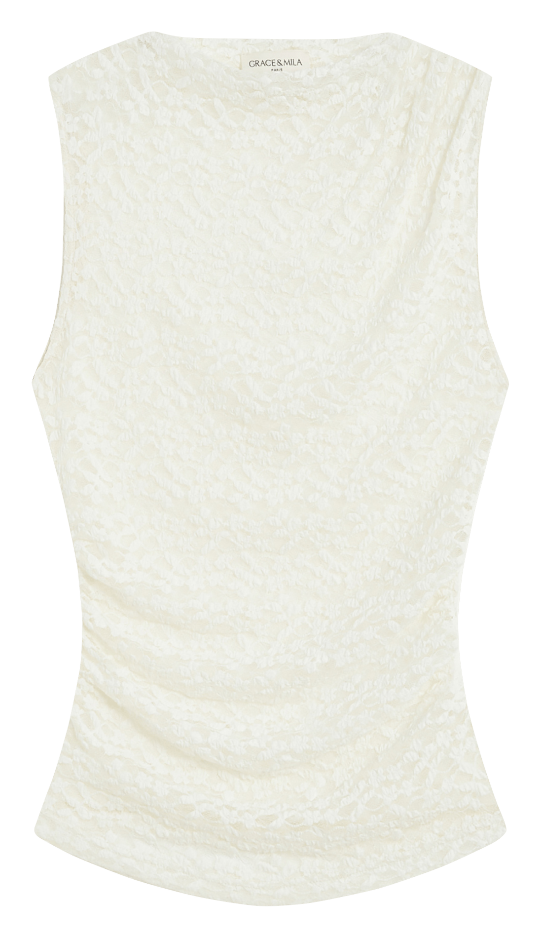 Round neck draped top GRACE ET MILA White